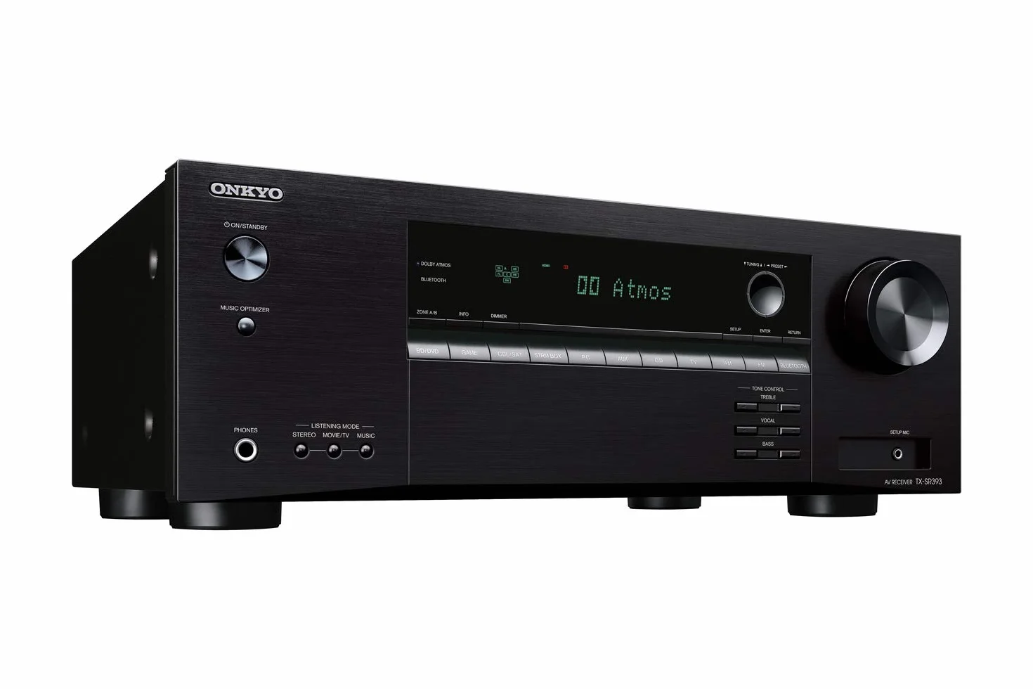 Onkyo TX-SR393(B) 5,2-kanałowy odbiornik AV (Dolby/DTS:X, AccuEQ, AccuReflex, 4K, Bluetooth, 155 W/kanał), czarny