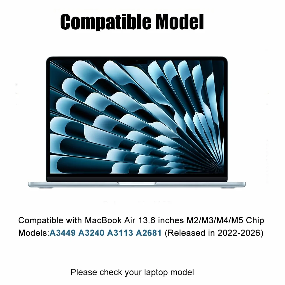 Folia ochronna na wyświetlacz ze szkła hartowanego do MacBook Air 2025-2022 13,6 cala M4 M3 M2 Chip A3240 A3113 A2681 twardość 9H ochrona ekranu folia ochronna szkło ochronne przezroczyste odporne na