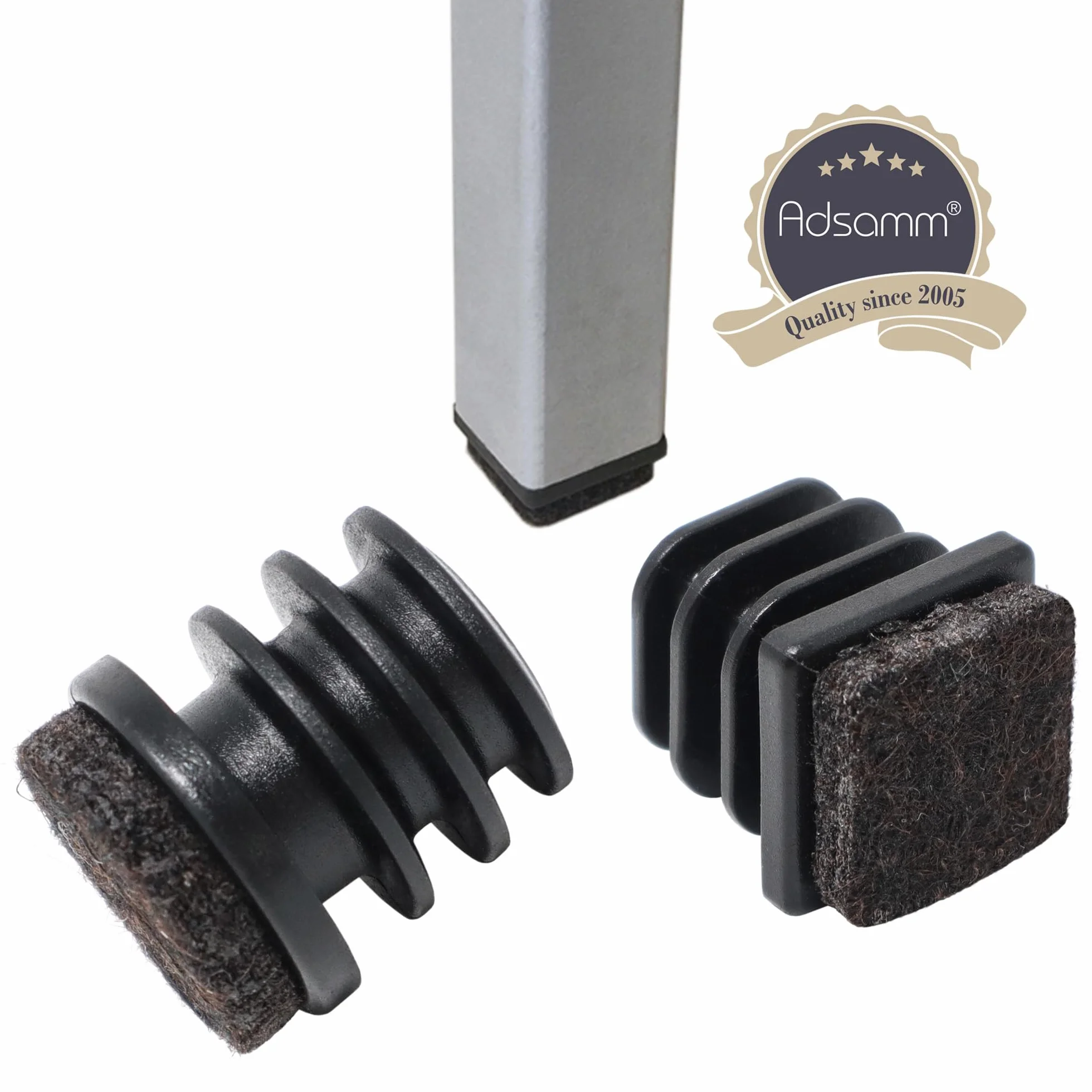 Adsamm INS-R-F-BL-16-16 INS-R-F-BL-16 16 x zaślepki lamelowe z filcu, czarne, Ø 16 mm
