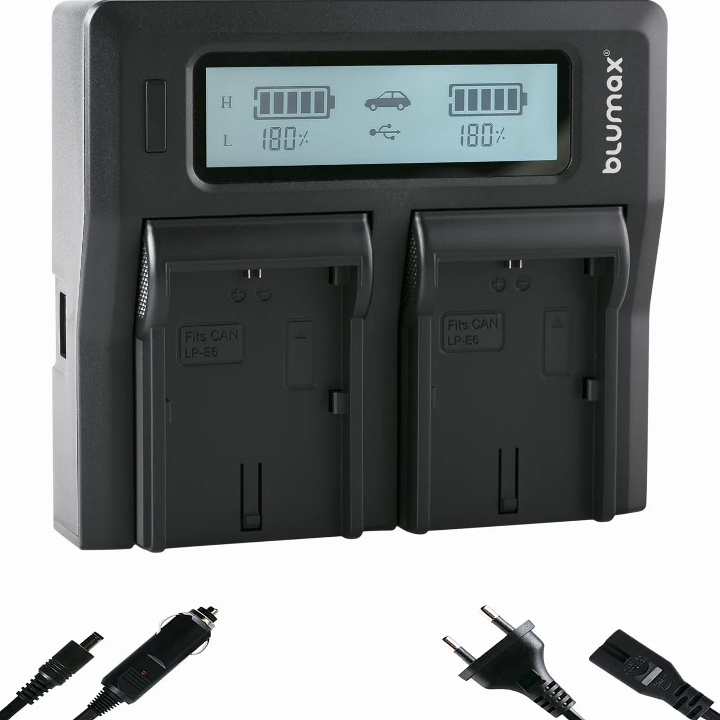 blumax Podwójna ładowarka LCD Canon LP-E6NH LP-E6N LP-E6 do akumulatorów