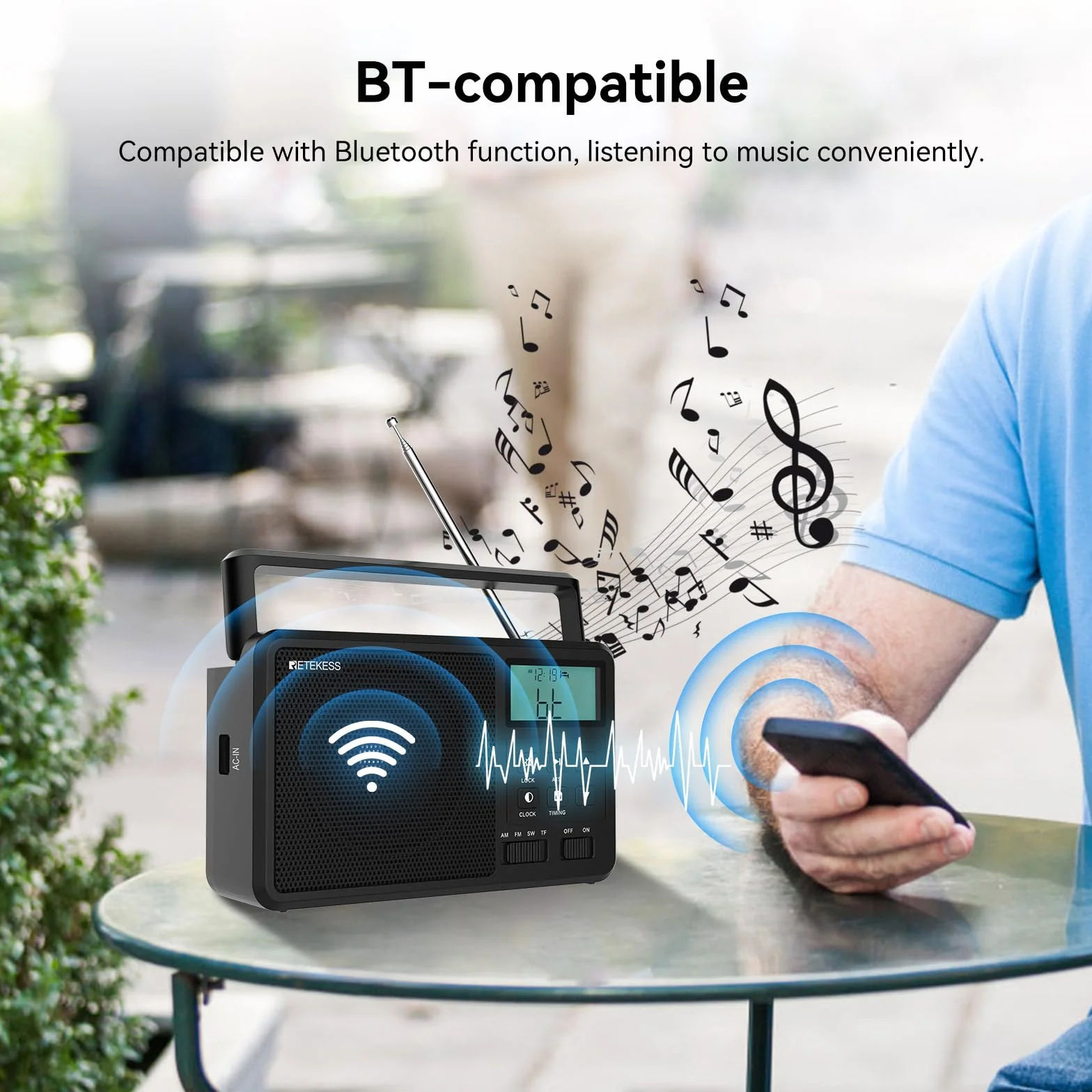 Retekess TR638 Przenośne Radio AM FM SW LCD Strojenie Cyfrowe TF USB