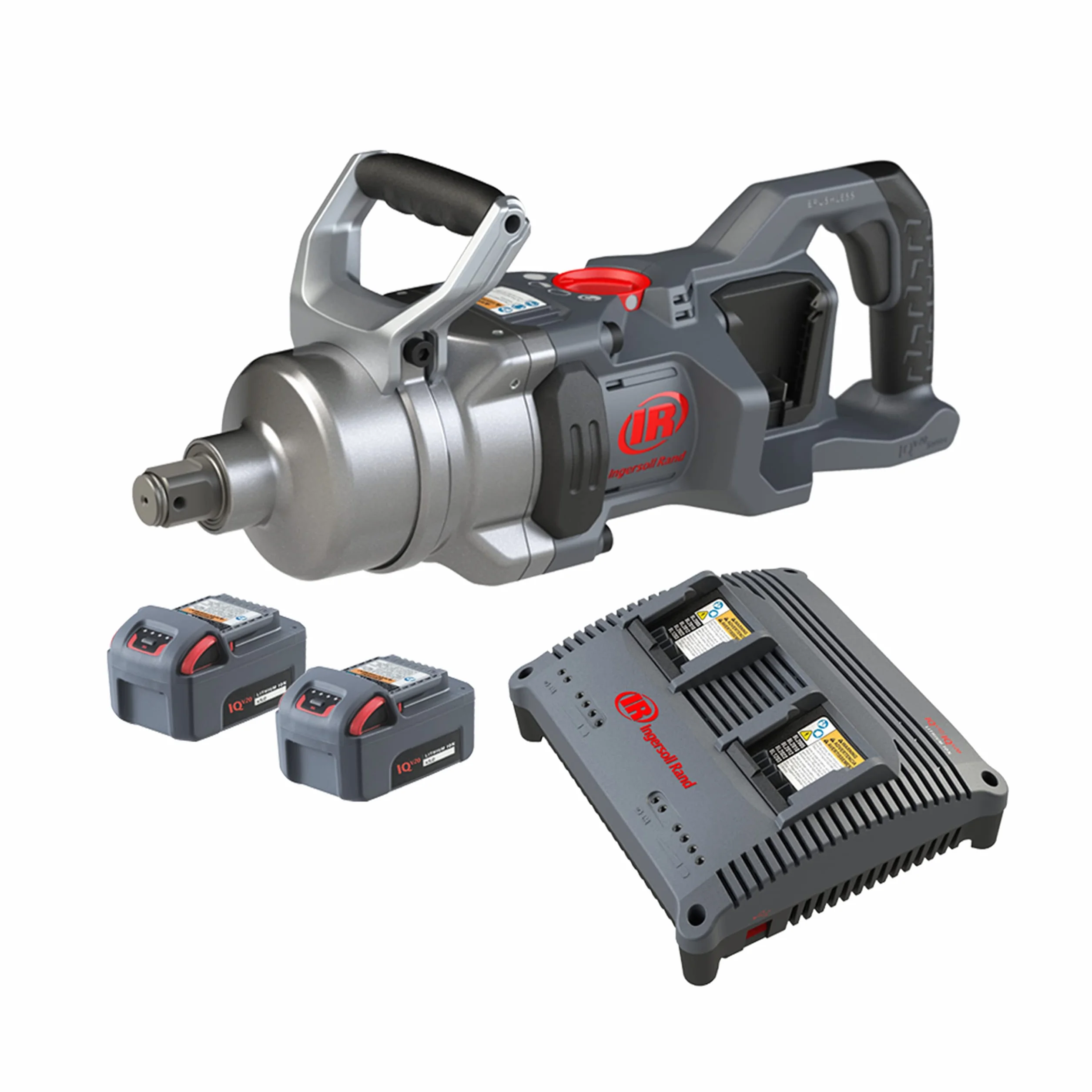 Ingersoll Rand Klucz udarowy W9491-K2E-EU, 1" 20 V, wkrętarka udarowa z krótkim kowadełkiem, akumulatorowy klucz udarowy, zestaw kluczy (2 akumulatory Li-Ion 5,0 Ah) i podwójna ładowarka