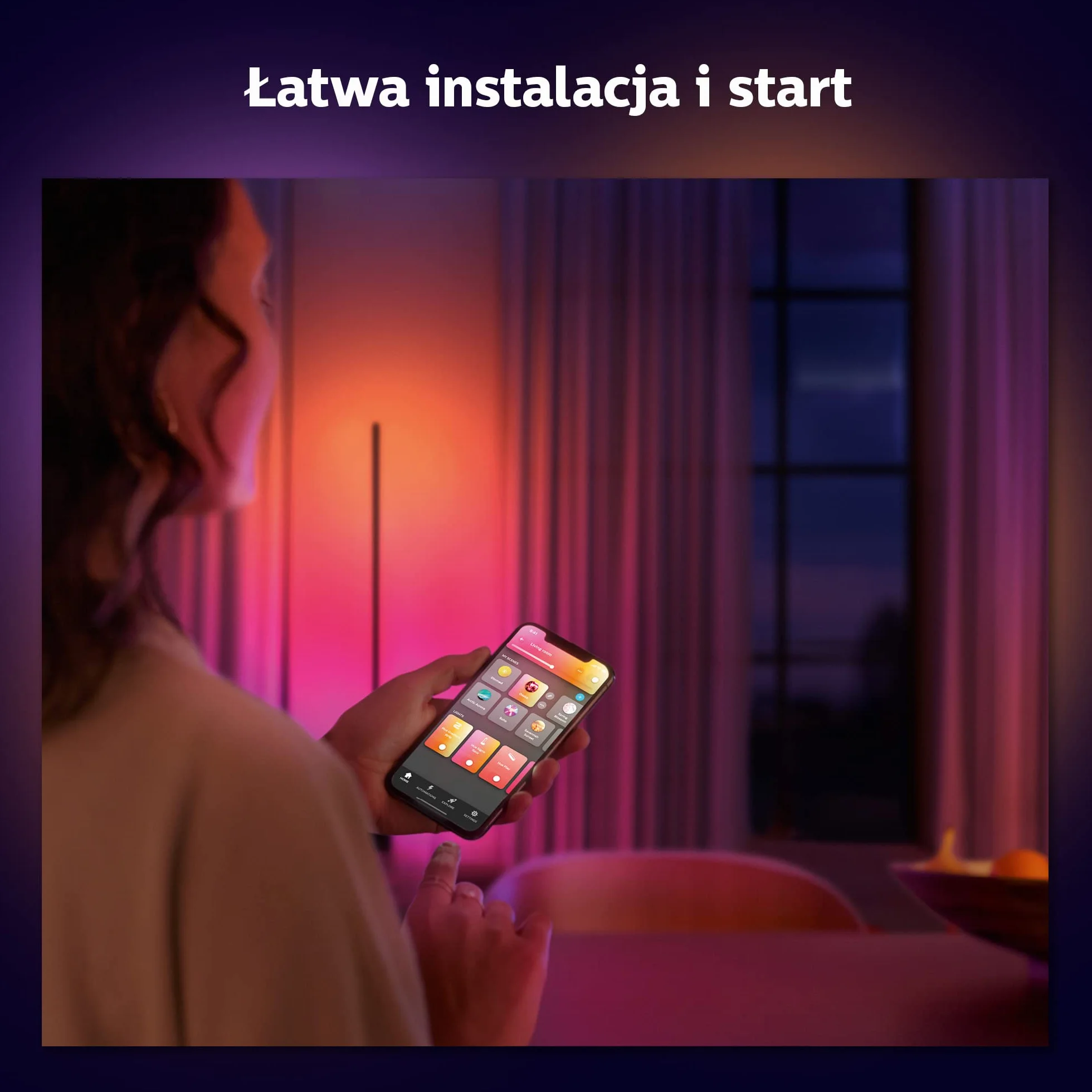 Philips Hue Taśma White and Color Ambiance - Pasek LED Gradient (baza, 2m) 16 mln Kolorów, Taśma LEDowa Smart LED z Możliwością Przyciemniania