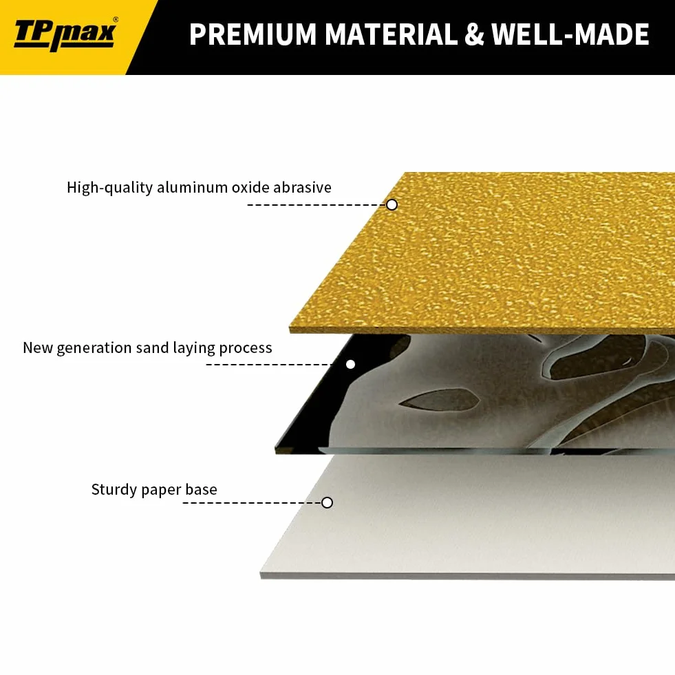 70 sztuk 125 mm 8 otworów ściernice zestaw 5 padów na rzep Soft Interface – okrągły papier ścierny premium do szlifierek mimośrodowych – ziarnistość mieszana 80, 120, 150, 240, 400, 600, 800