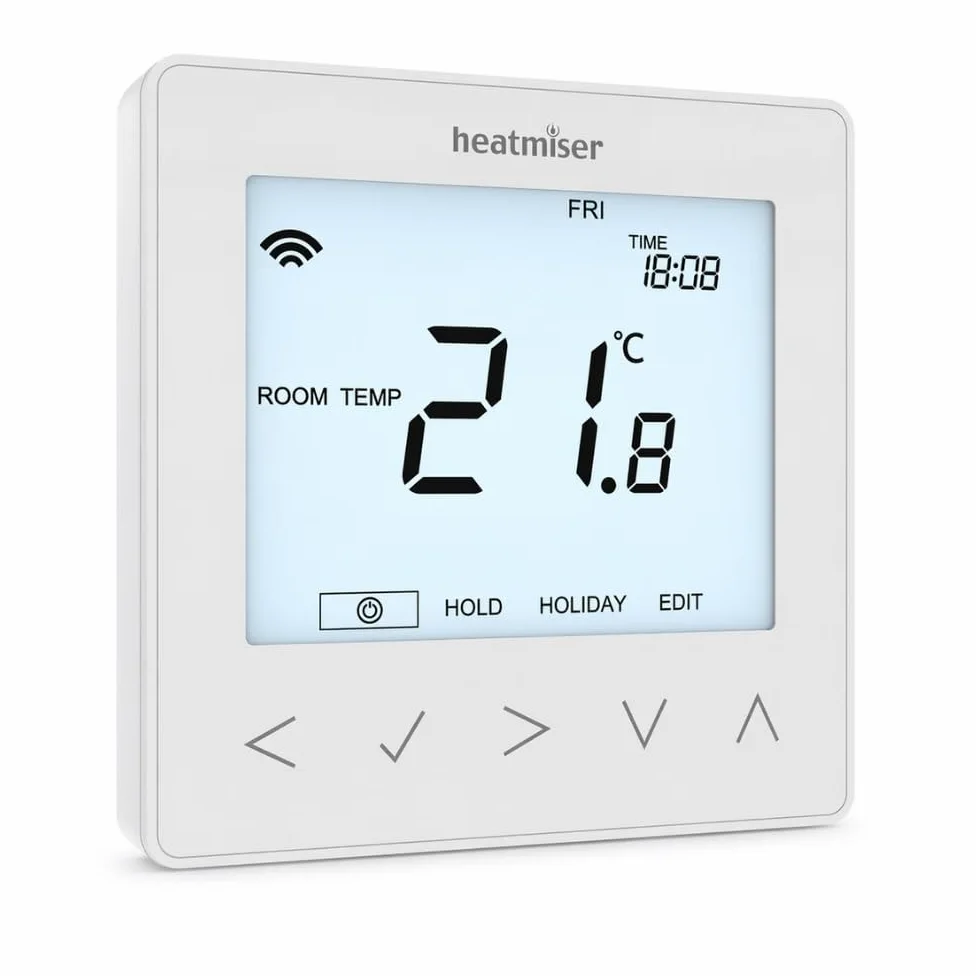 Heatmiser NeoStat termostat WiFi, inteligentny programowalny termostat pokojowy do ogrzewania podłogowego na mokro i centralnego ogrzewania, sterowanie aplikacją 230 V, Alexa Google Home, nie wymaga