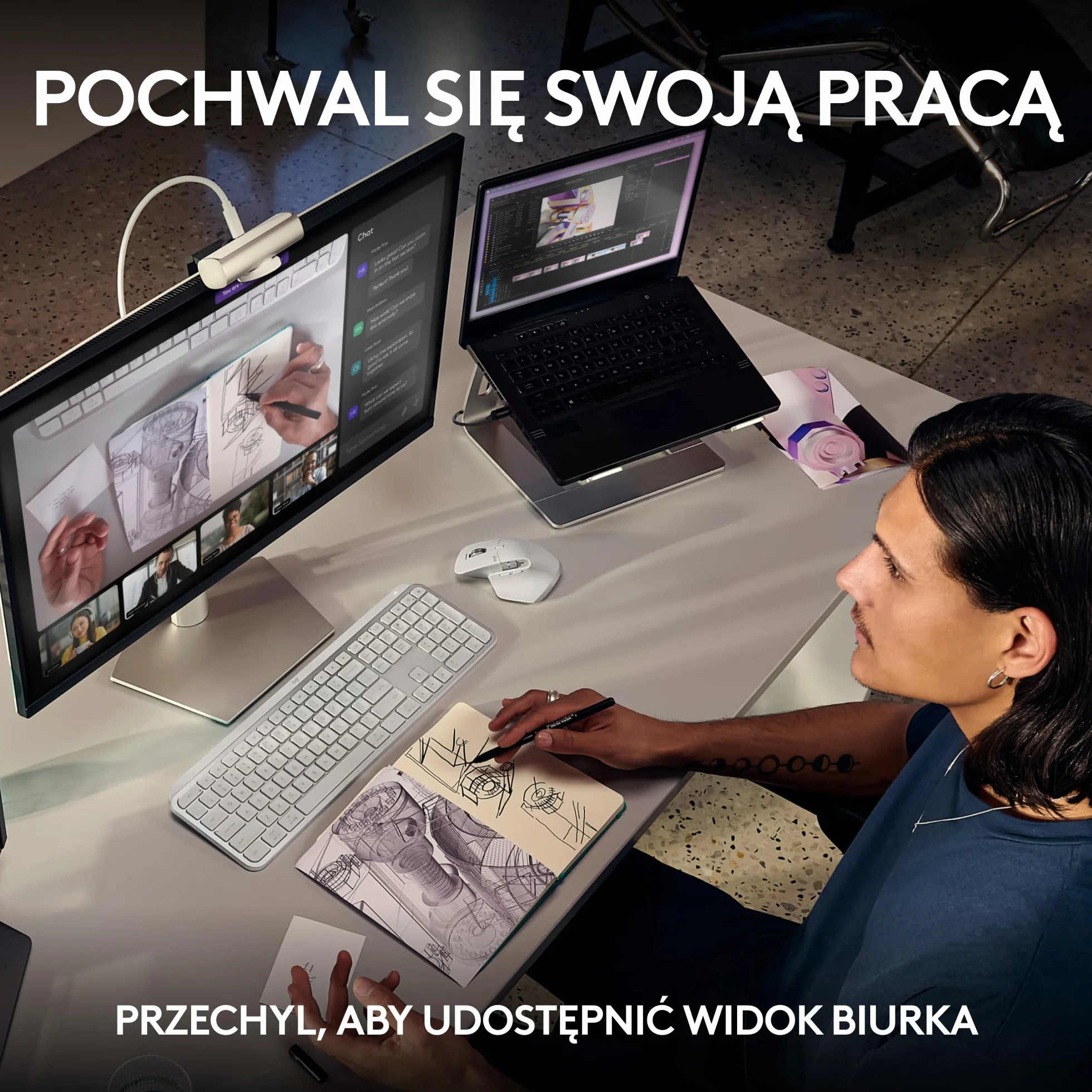 Logitech MX Brio Ultra HD 4K Kamera do streamingu, 1080p 60fps, mikrofony z redukcją szumów, USB-C, Grafit