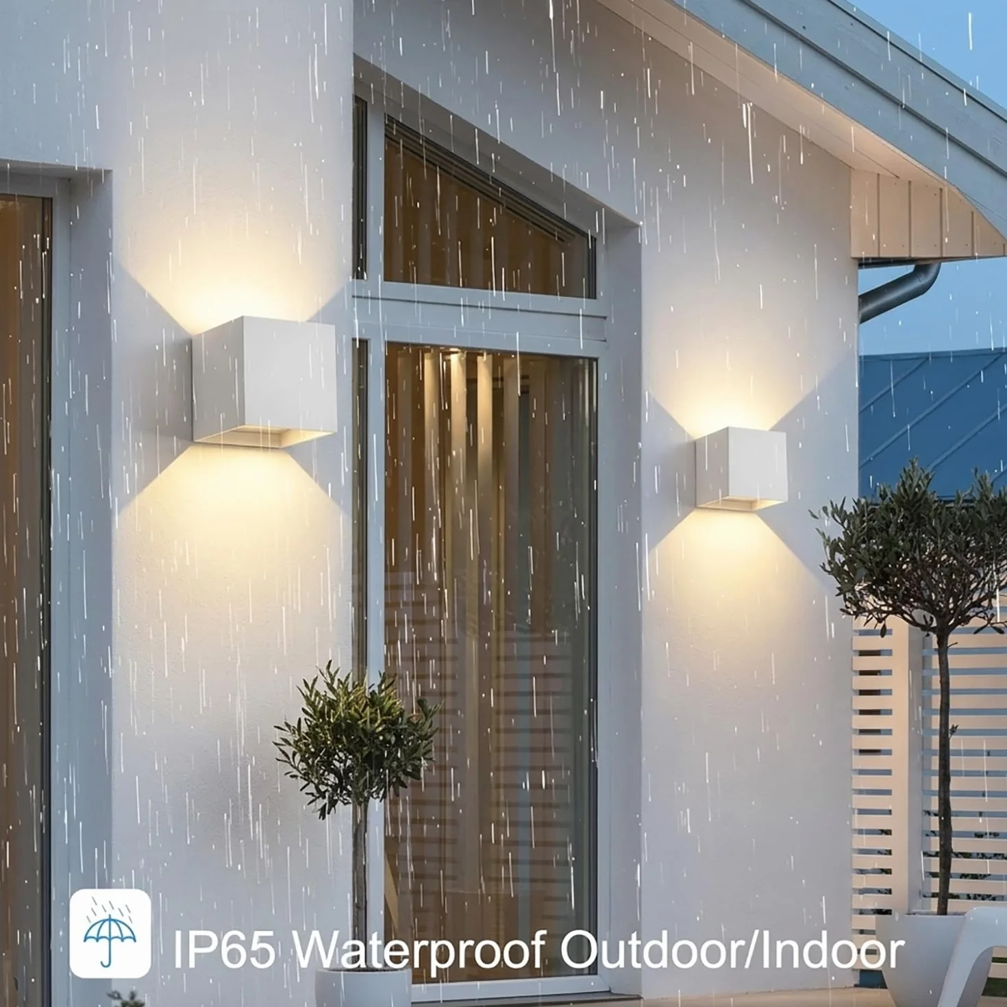 Kinkiety Zewnętrzne LED 12W, IP65 Wodoodporne Lampa ścienna, Canmeijia, Regulowana Aluminiowa Biały Lampa ścienna, 3000k Ciepłe światło Do Ogrodu, łazienki, Sypialni, Salonu (2 Paczki)