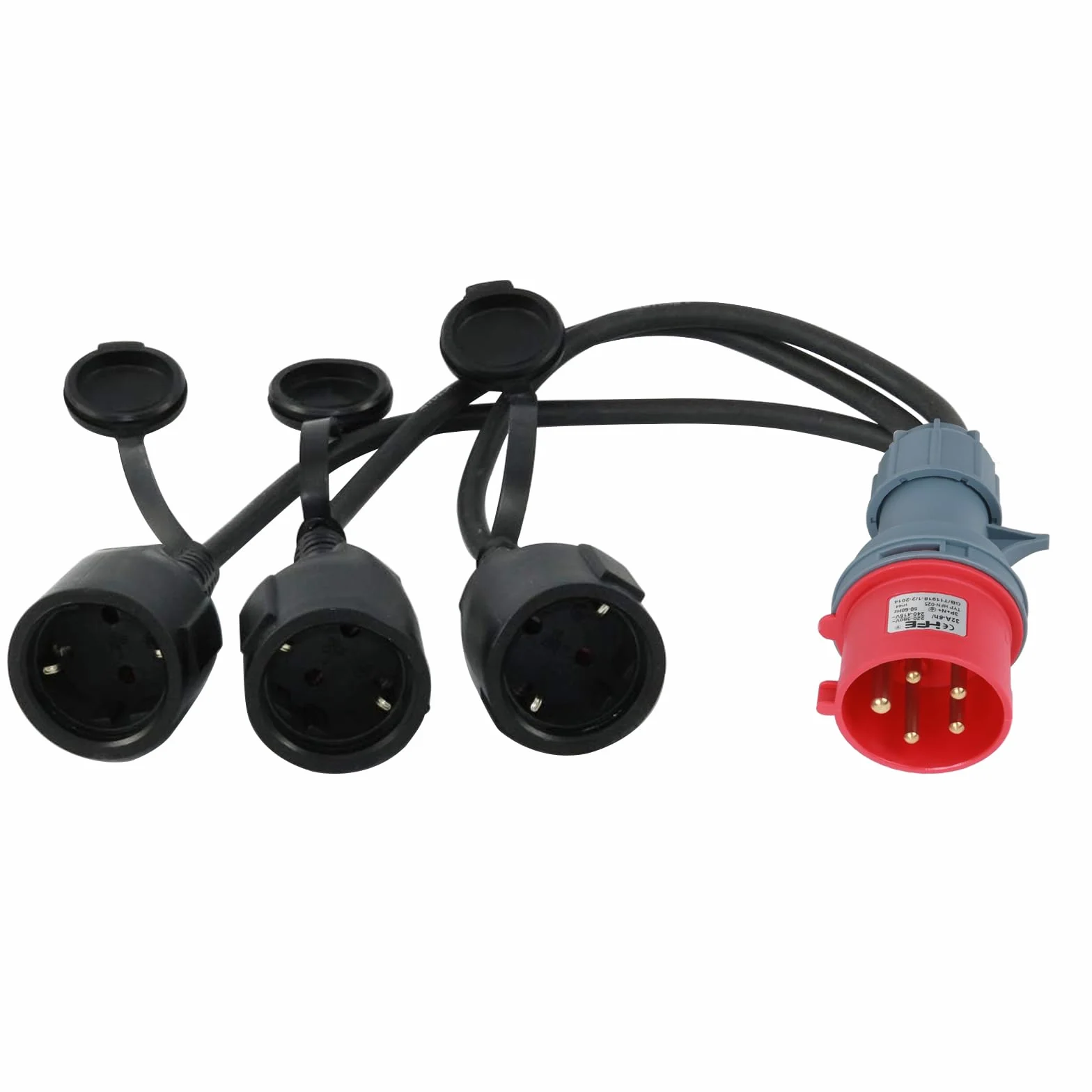 Adapter CEE rozdzielacz prądu 400 V 16 A wtyczka na 3 x 230 V złącze - H05RR-F 3 x 1,5 mm