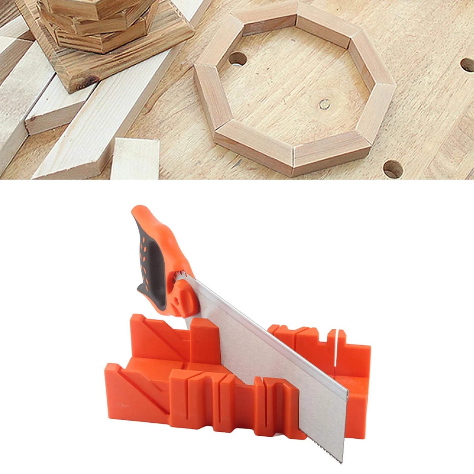 Skrzynka ukośna z tworzywa sztucznego, 29,2 cm, z piłą grzbietową 46 cm, kąt cięcia 22,5°/45°/90°, do obróbki drewna DIY, dekoracji, rzemiosła