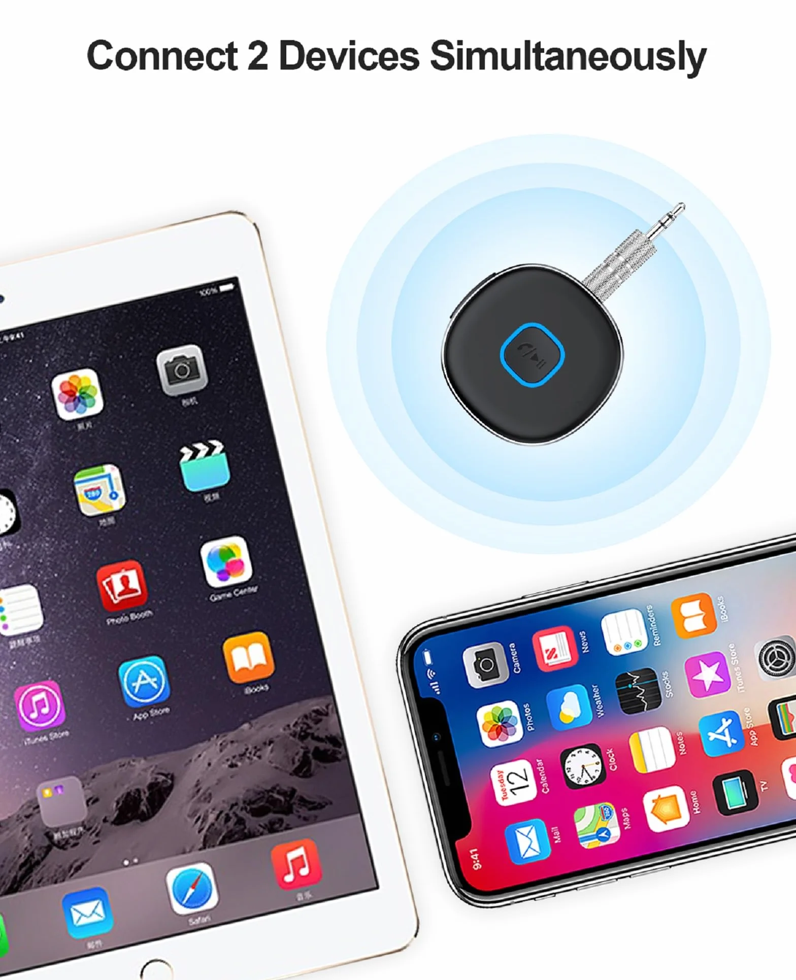 HORJOR AUX Bluetooth adapter samochodowy 5.0 bezprzewodowy głośnomówiący podwójne połączenie 16h