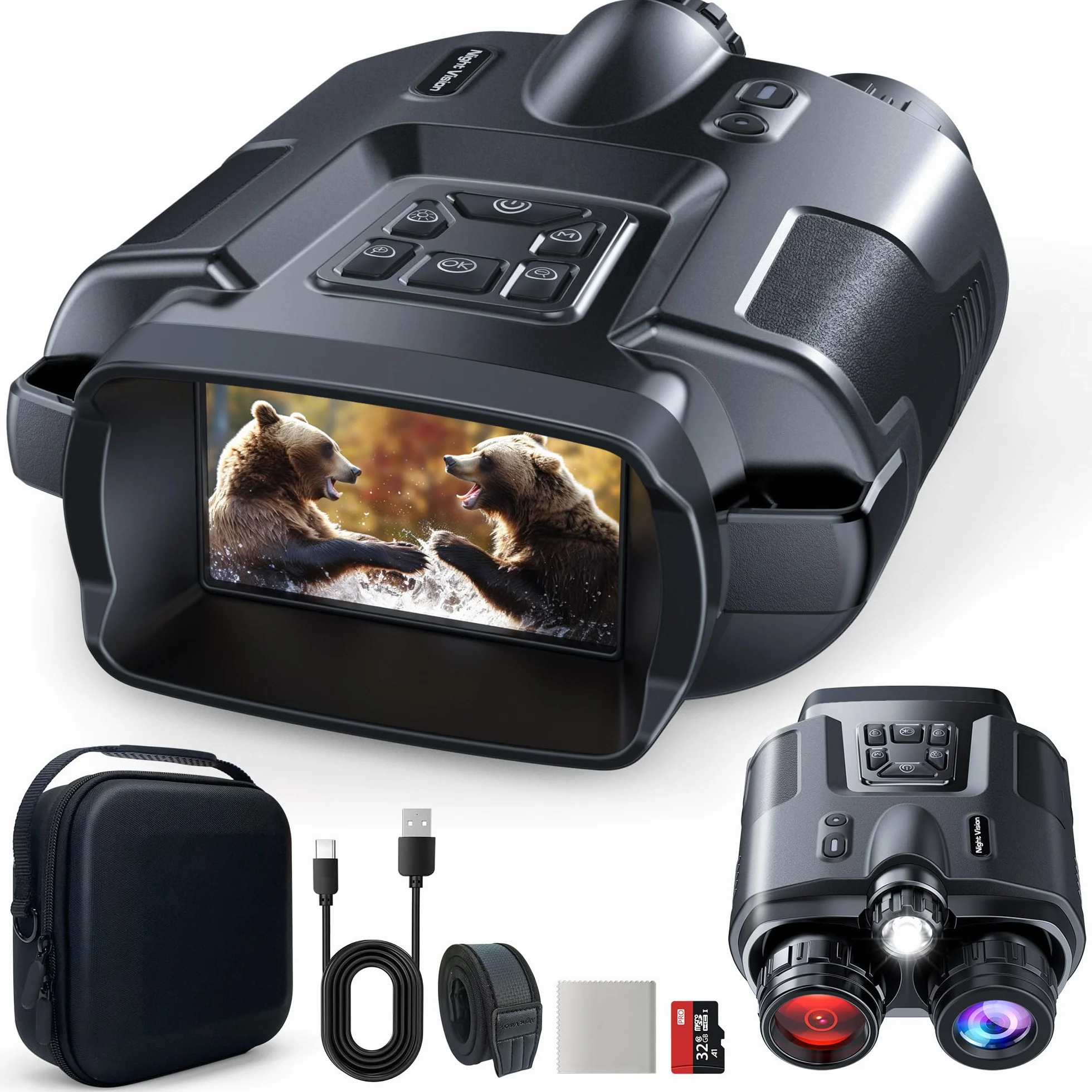 Noktowizor 4K 5000 mAh 3" 600 m 8x cyfrowy zoom IP65 z kartą TF 32 GB