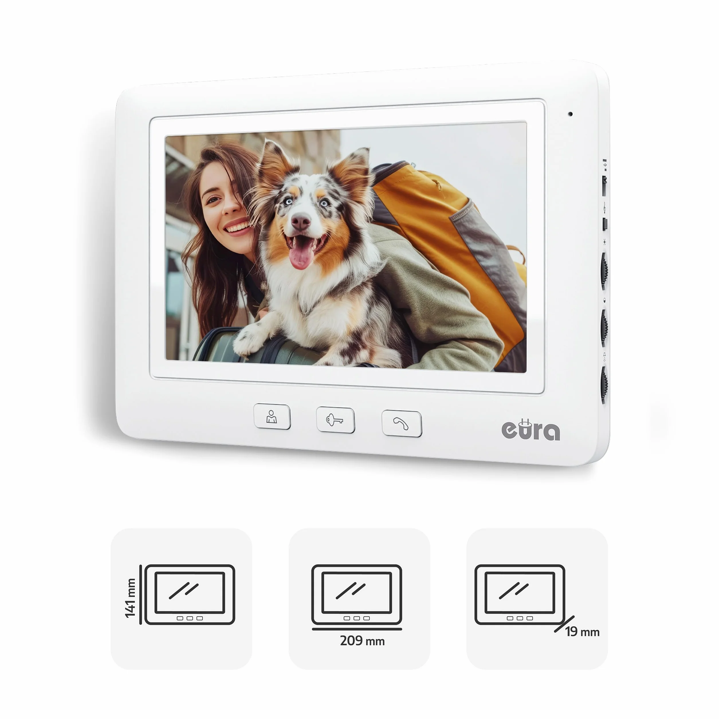 Eura VDP-45A3 Alpha wideodomofon, biały, 7-calowy kolorowy monitor, 4 przewody