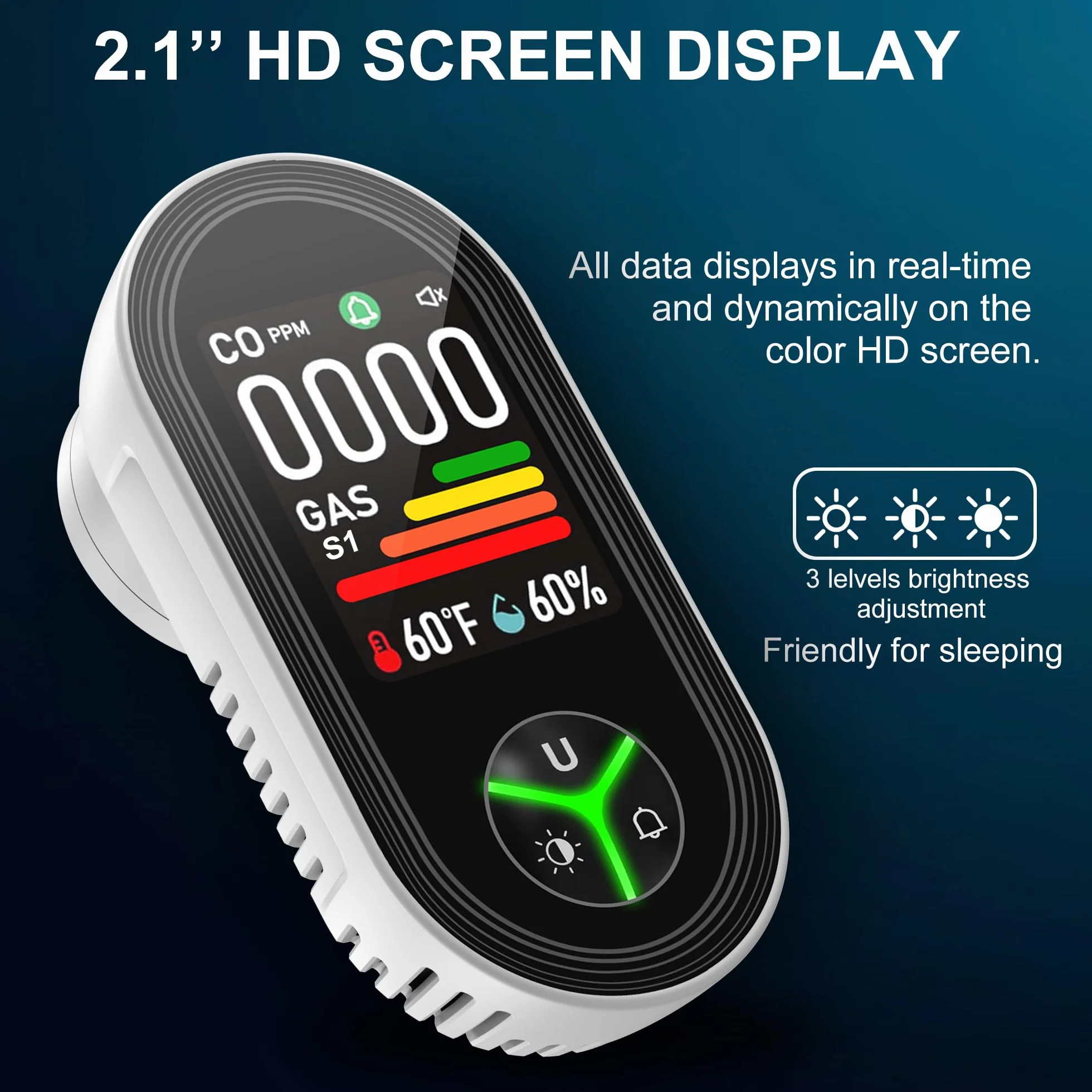 4in1 Plug-in Alarm gazu ziemnego i detektory tlenku węgla Połączenie Wbudowany ulepszony CO/gaz palny/propan/metan/czujnik temperatury i wilgotności dla pokoju domowego Kuchnia