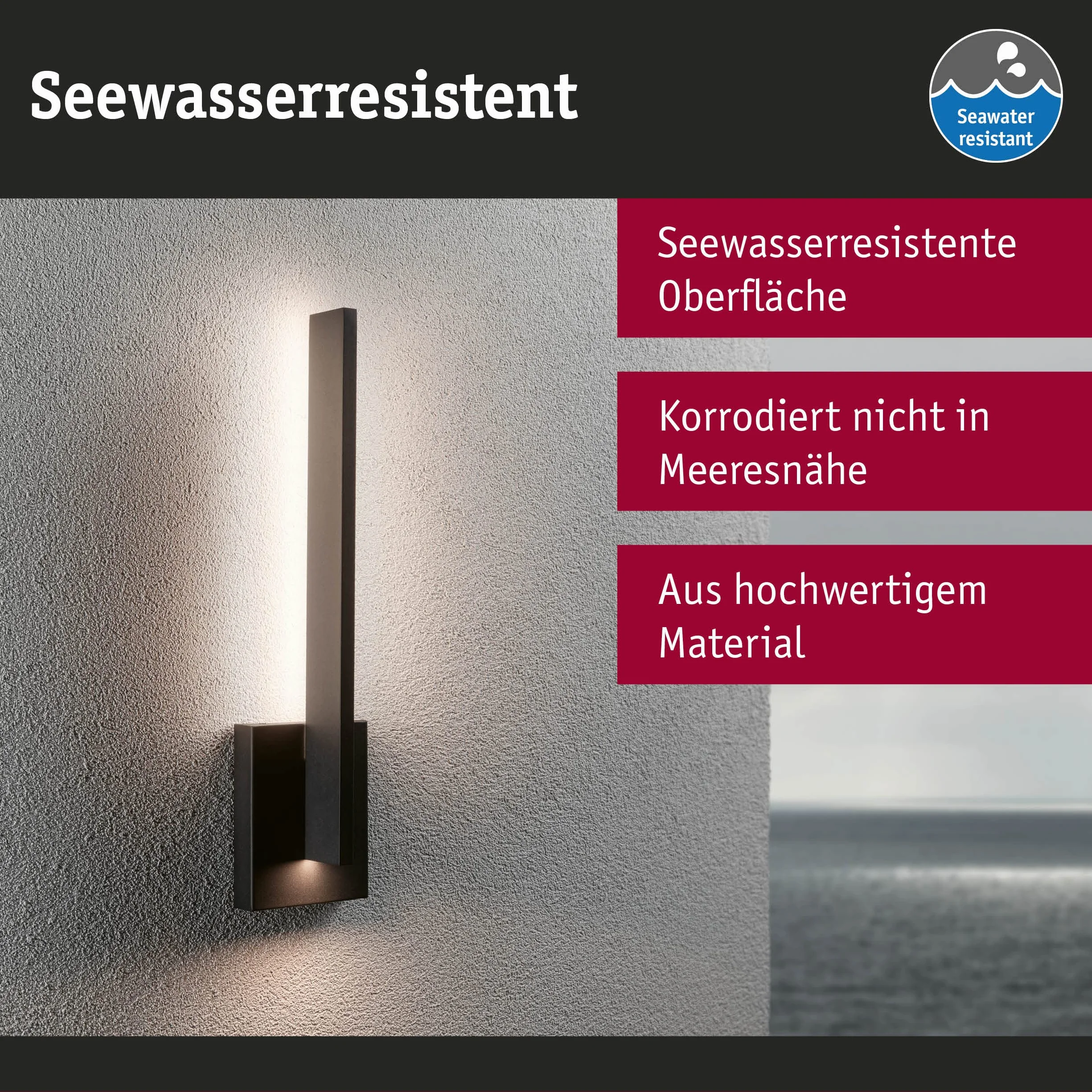 Paulmann 94786 LED oprawa na ścianę zewnętrzną Levka IP44 13,5W 1500lm 485mm możliwość ściemniania antracyt aluminium 3000K – ciepłobiały