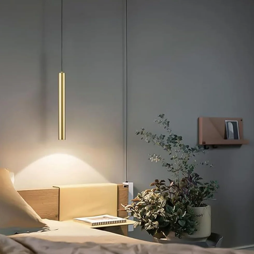 Zestaw 2 lamp wiszących LED nowoczesny żyrandol minimalistyczny design oprawa sufitowa LED złota aluminiowa lampa wisząca do jadalni, sypialni, salonu, 50 cm