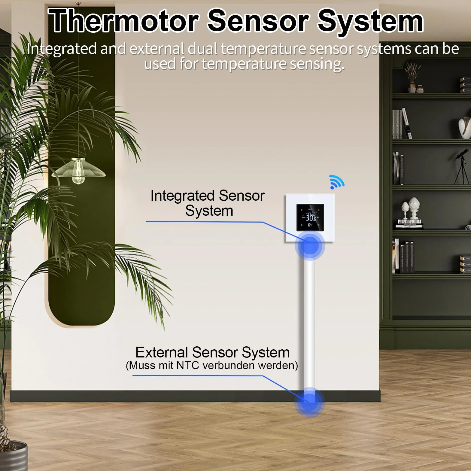 JIMEIDA Inteligentny termostat, biała komora grzewcza podłogowa z Alexa Echo, Google Assistant, komora stałej temperatury do ogrzewania elektrycznego i regulacji temperatury ogrzewania