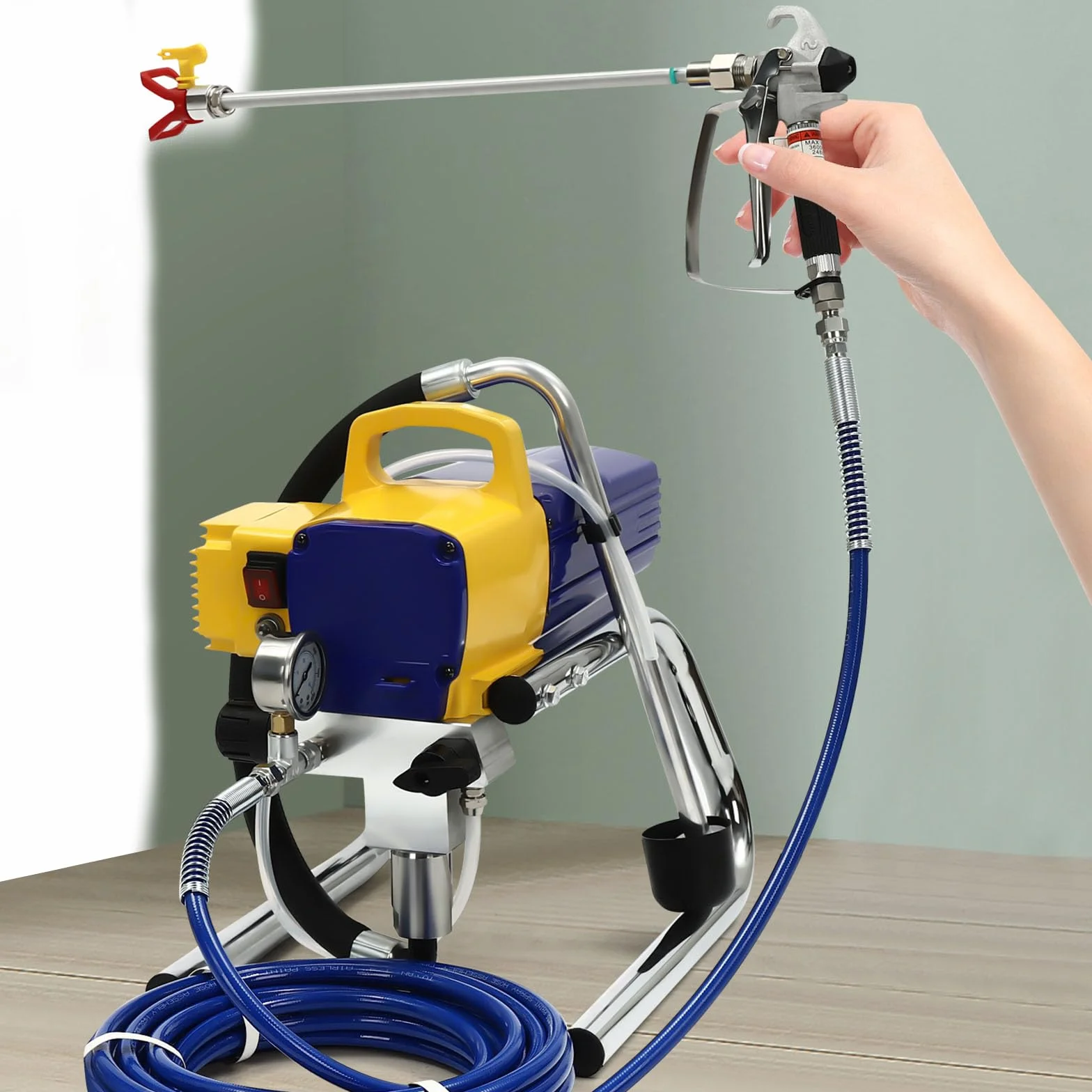 Elektryczny pistolet natryskowy do malowania ścian, system natrysku farby Airless Control Pro, pistolet natryskowy do malowania drewna, metalu, ścian i sufitów wewnątrz i na zewnątrz