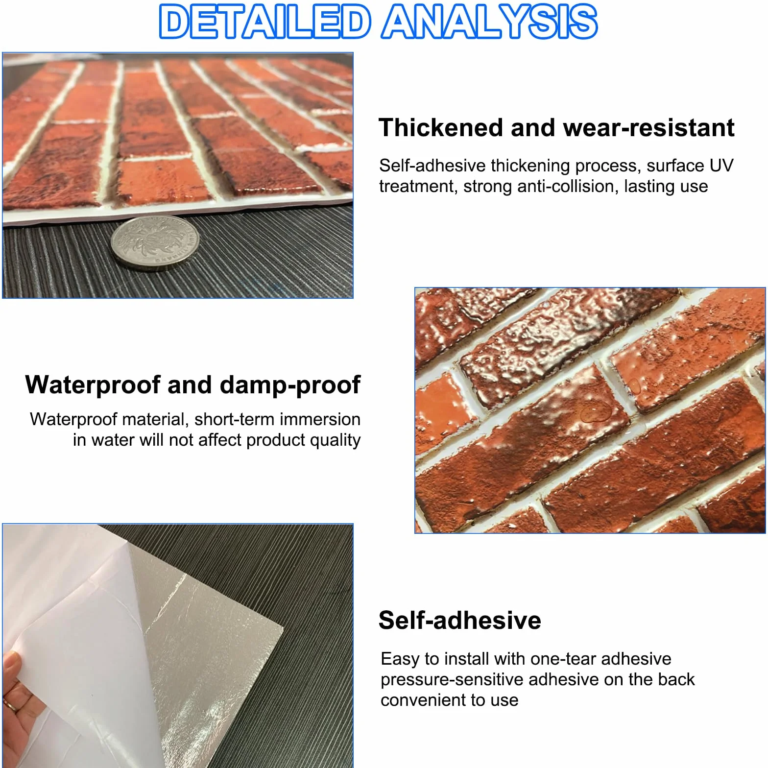20 sztuk 3D paneli ściennych z efektem kamienia, samoprzylepne, 30 × 30 cm, panele ścienne z plastiku, wodoodporne, PVC, tapeta z cegły do wnętrz, na zewnątrz, do pomieszczeń biurowych