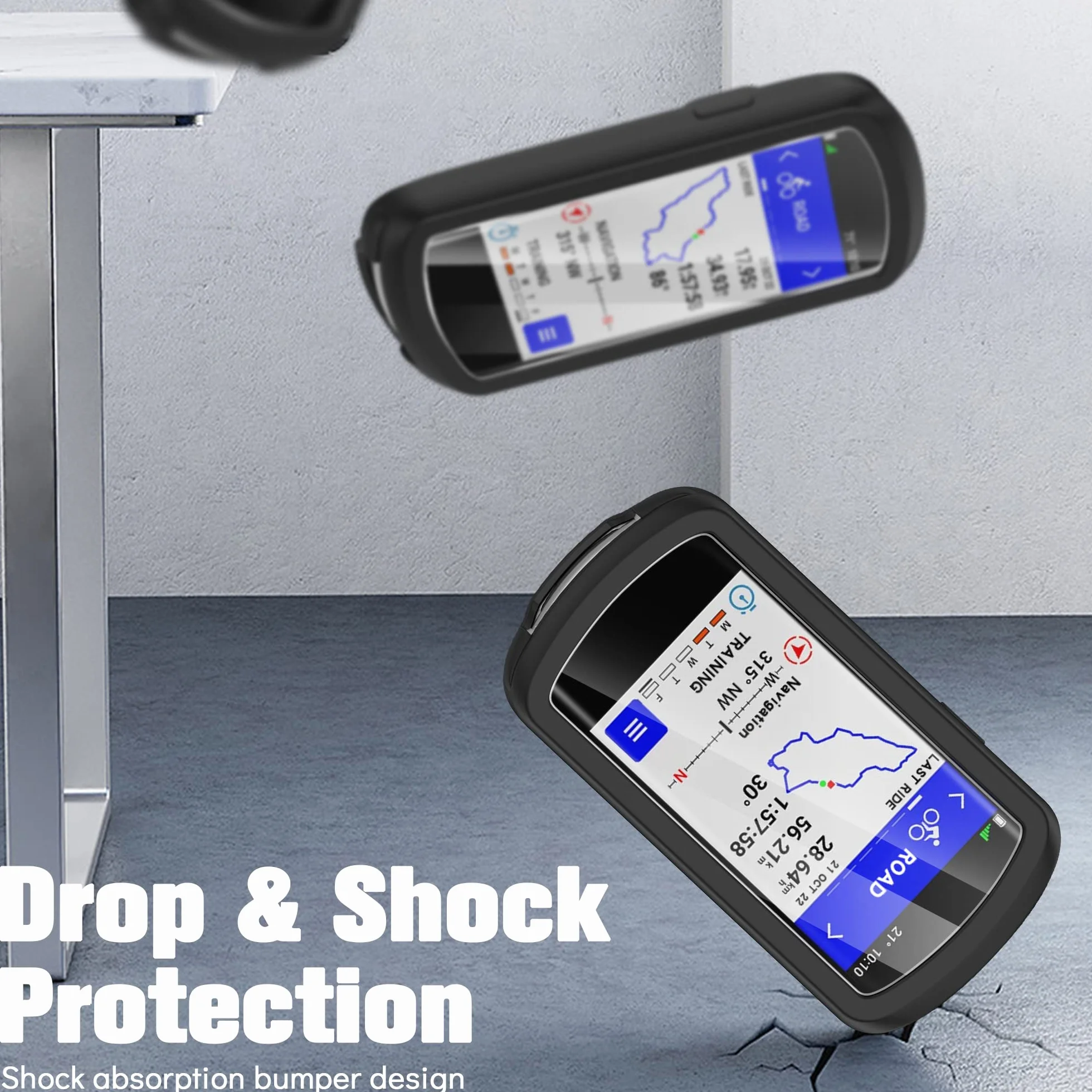 Silikonowe etui do Garmin Edge 1040 z 2 foliami ochronnymi ze szkła hartowanego, czarne