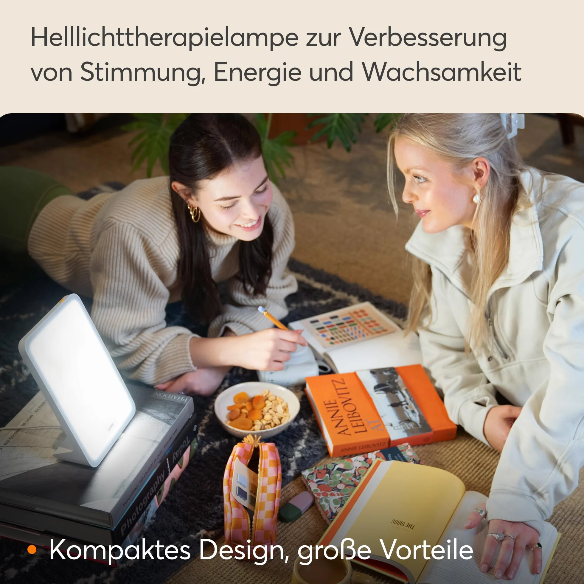 Lumie Mini Kompaktowa Lampa Do Terapii Świetlnej Dla Poprawy Nastroju, Energii i Czujności Oraz Regulacji Rytmu Dobowego, 10 000 Luksów
