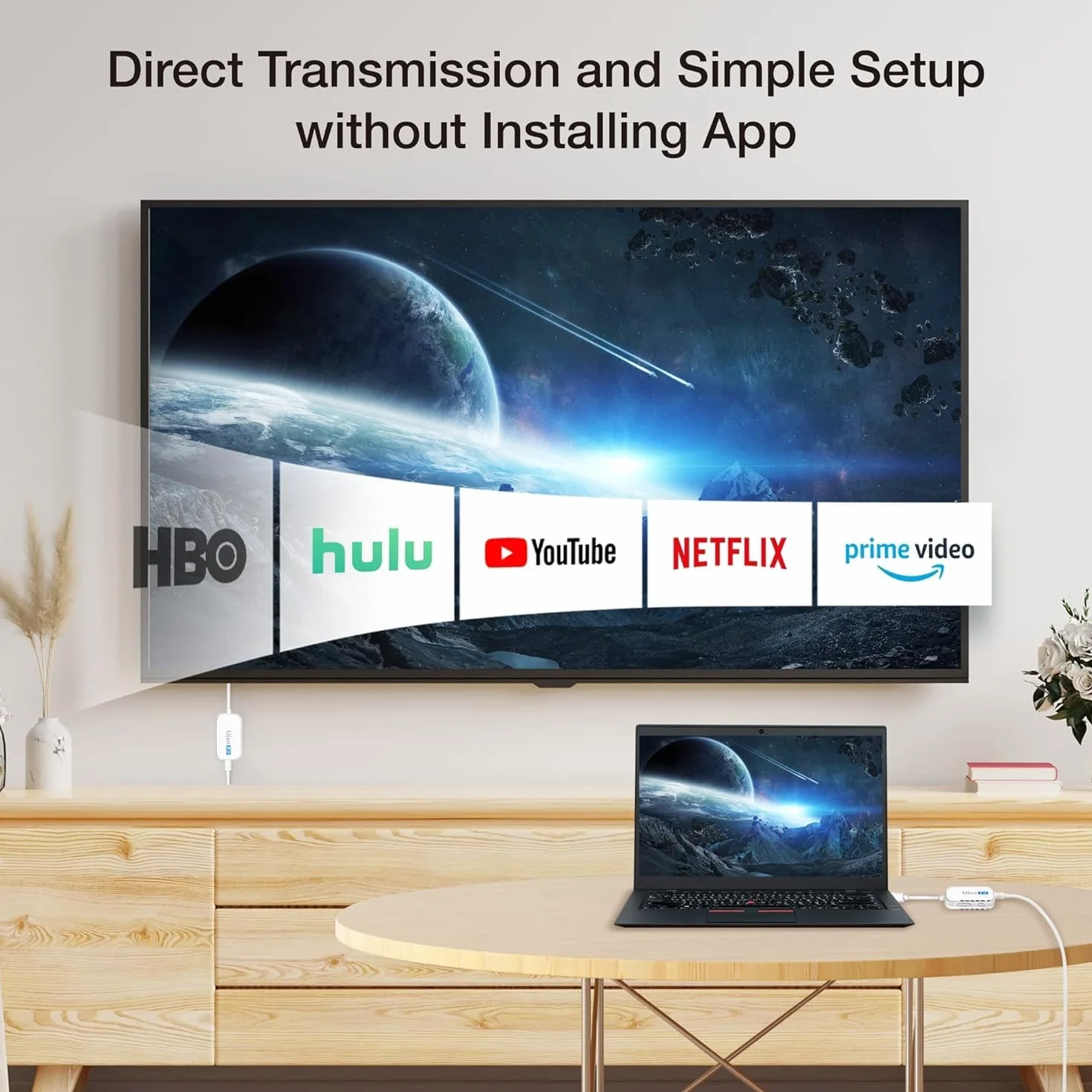EZCast Bezprzewodowy Nadajnik i Odbiornik HDMI Zestaw - Dwa Nadajniki Typ C i HDMI, Niskie Opóźnienie, Plug & Play