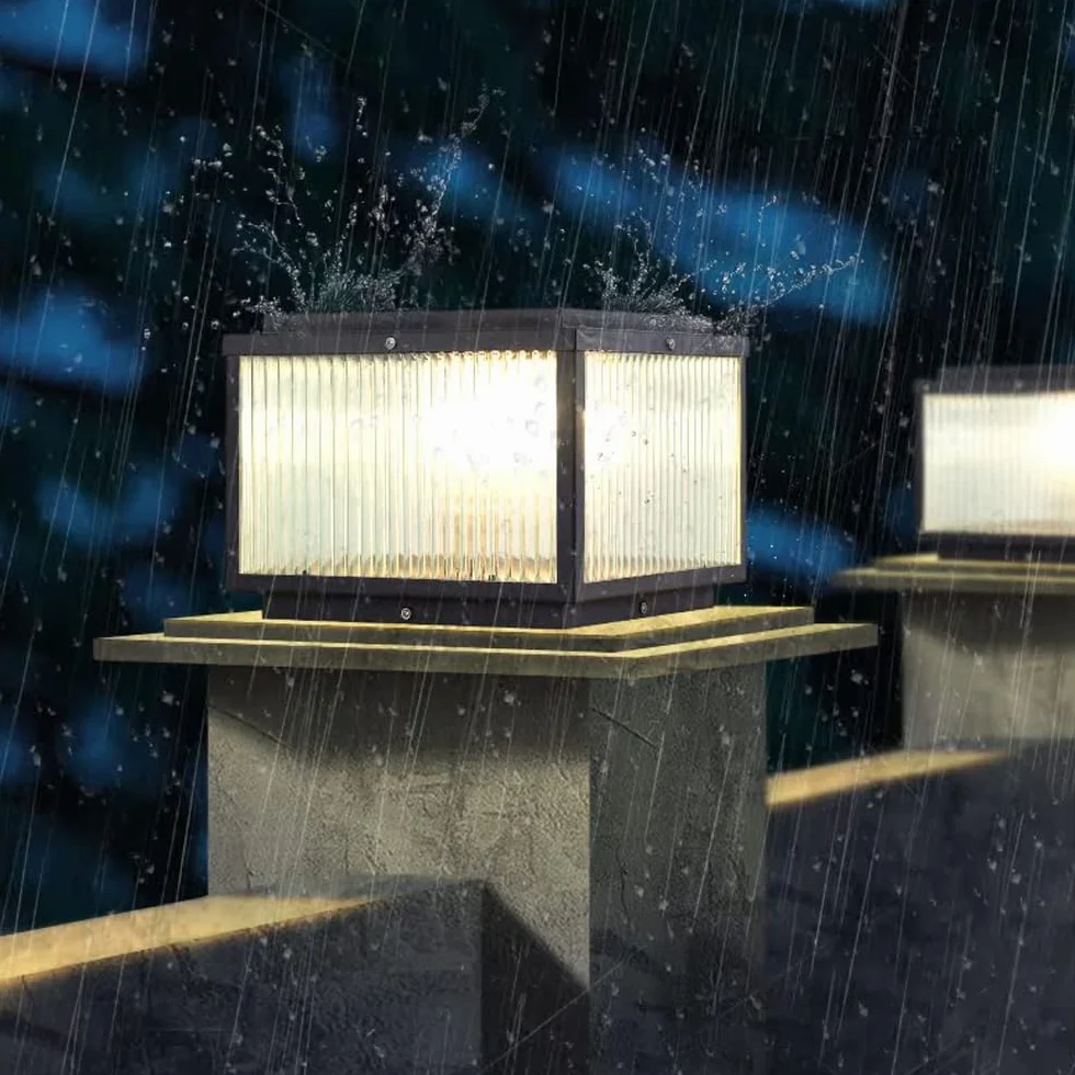 Solarne lampy słupkowe – zewnętrzne lampy kolumnowe LED, wodoodporne kwadratowe lampiony do ogrodu, na taras, taras, słupki ogrodzeniowe, nowoczesne oświetlenie słupkowe, oświetlenie krajobrazu