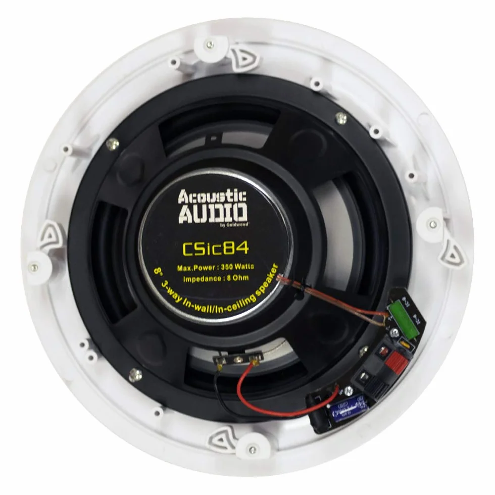 Acoustic Audio by Goldwood CSIC84 Bezramowe głośniki sufitowe z 8-calowymi WOOFERS, 1 para, białe