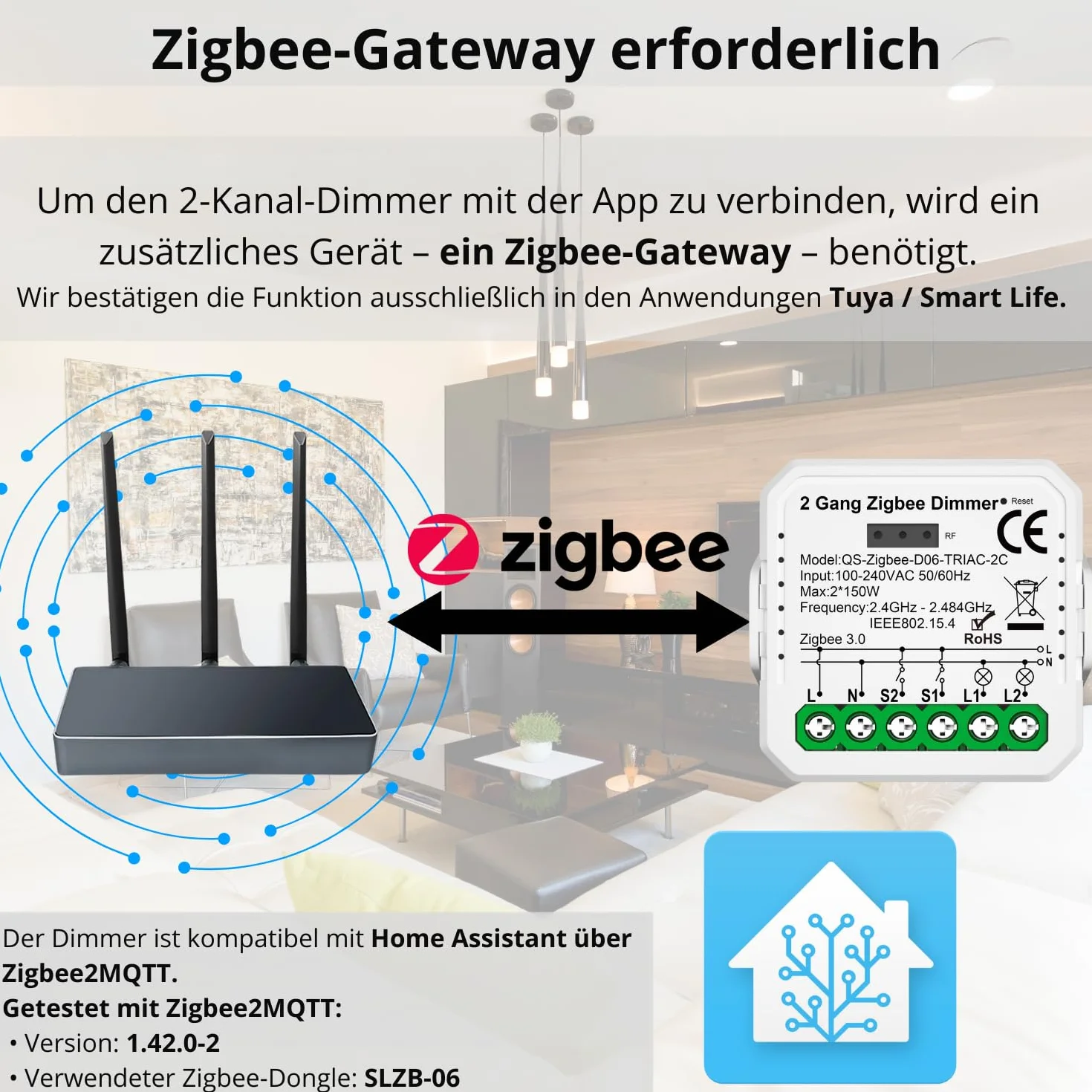 2 GANG Dimmer ściemniacz TUYA Zigbee MINI V3 sterownik oświetlenia