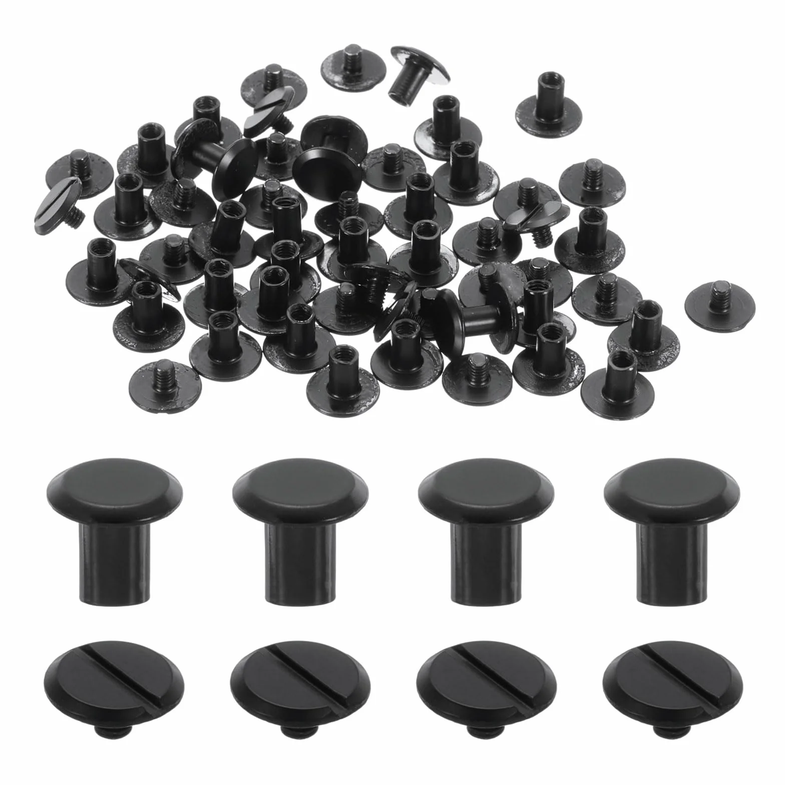 QUARKZMAN 30 zestawów śrub do wiązania Chicago, nity M4 x 6 mm, metalowe śruby do książek z łbem szczelinowym, do samodzielnego wykonania, skórzanego paska, torebki, rzemiosła, wiązania książek