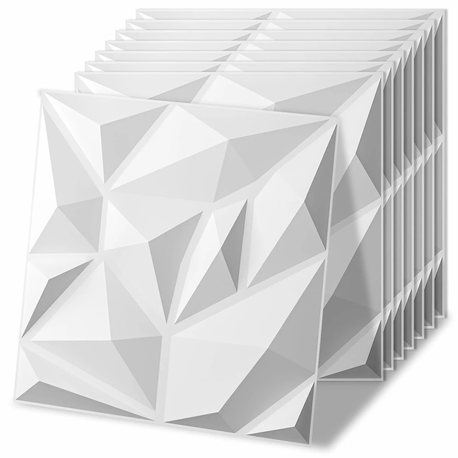 Art3d Panele ścienne 3D do dekoracji ścian wewnętrznych, PCW, diamentowa okładzina ścienna do salonu, tło ścienne TV, 30 x 30 cm, białe, 20 sztuk