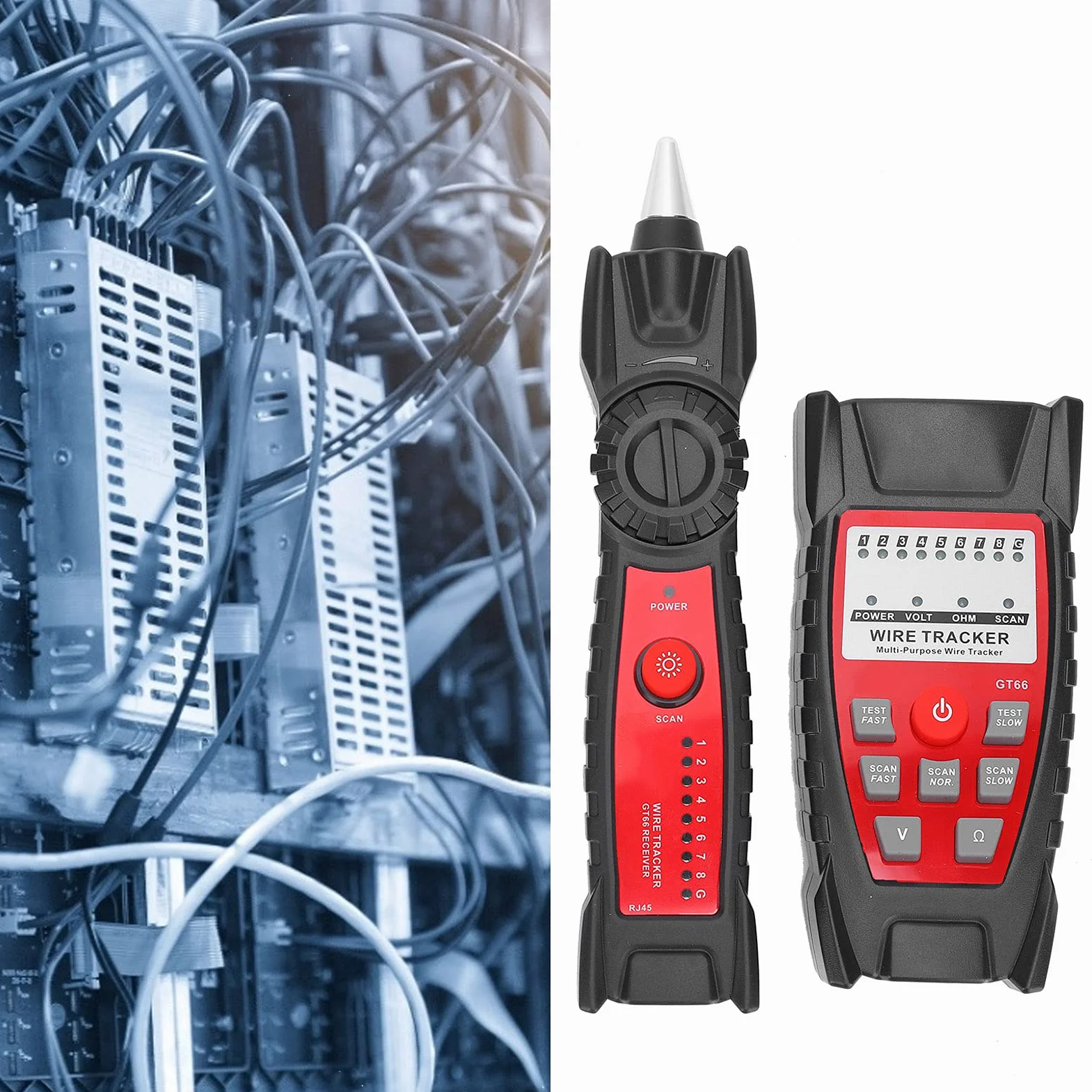 Wykrywacz przewodów, wielofunkcyjny tester kabli RJ1/RJ45 Kable sieciowe łatwo przetestowane do detektora kabli
