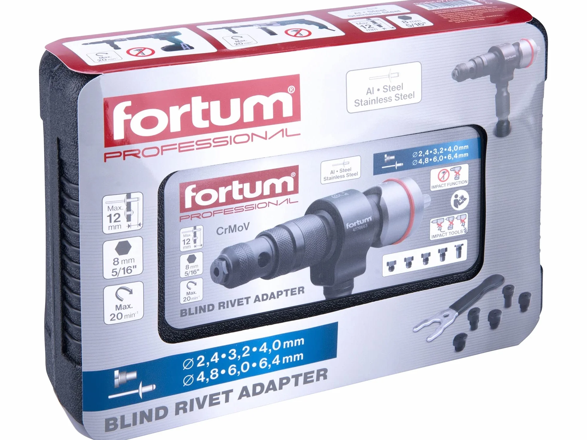 Nasadka nitowa do wkrętarki akumulatorowej i wiertarki, nitownica do nitów zrywalnych z aluminium, miedzi, stali i stali nierdzewnej, nasadka do nitów 2,4-6,4 mm, adapter pistoletu do nitów