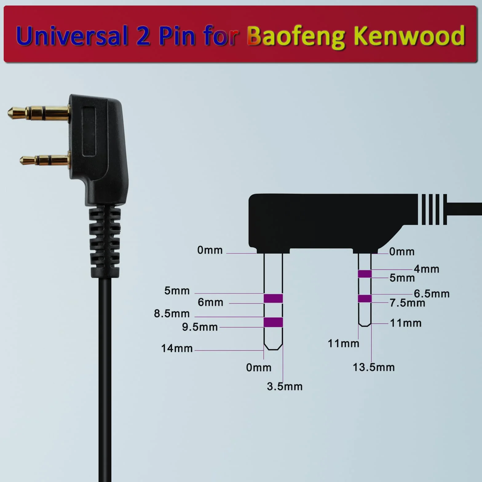 HYS Radio 2-pinowe do gniazda 3,5 mm, słuchawki audio, kabel transferowy, kompatybilne z Kenwood Baofeng Quansheng Walkie-Talkie (2)