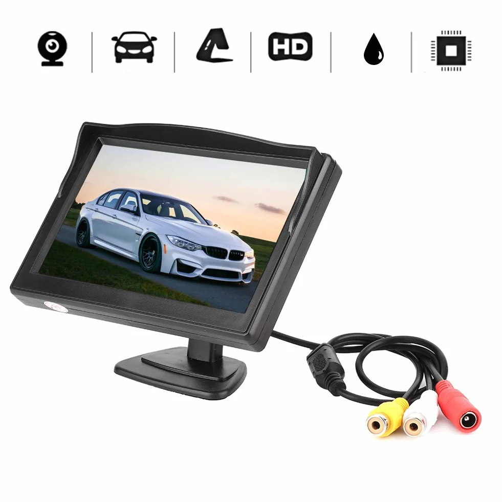 Samochodowy Monitor HD TFT LCD 5-calowy 2-kanałowy Odtwarzacz Wideo AV do Kamery Cofania