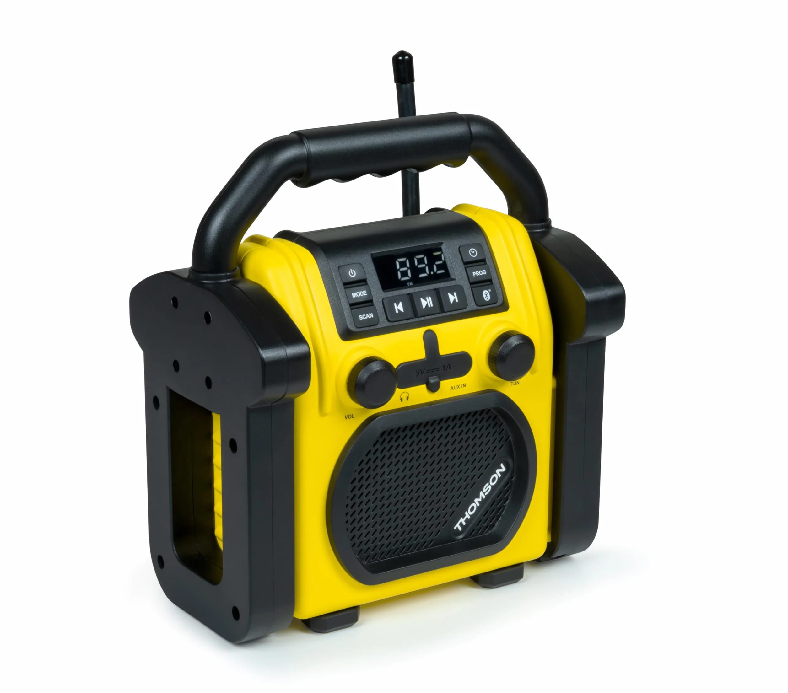 Thomson WKR50BT - Radio robocze z Bluetooth, Radio FM PLL, AUX-IN, gniazdo słuchawkowe, USB Odtwarzacz, 30W Musical, IPX54, zasilanie 230V Kabel lub 4 baterie LR14 (brak w zestawie)