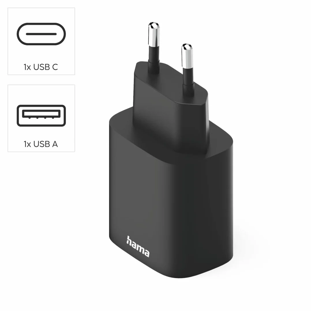 HAMA Szybka Ładowarka Sieciowa 30W USB-C USB-A PD QC 3.0