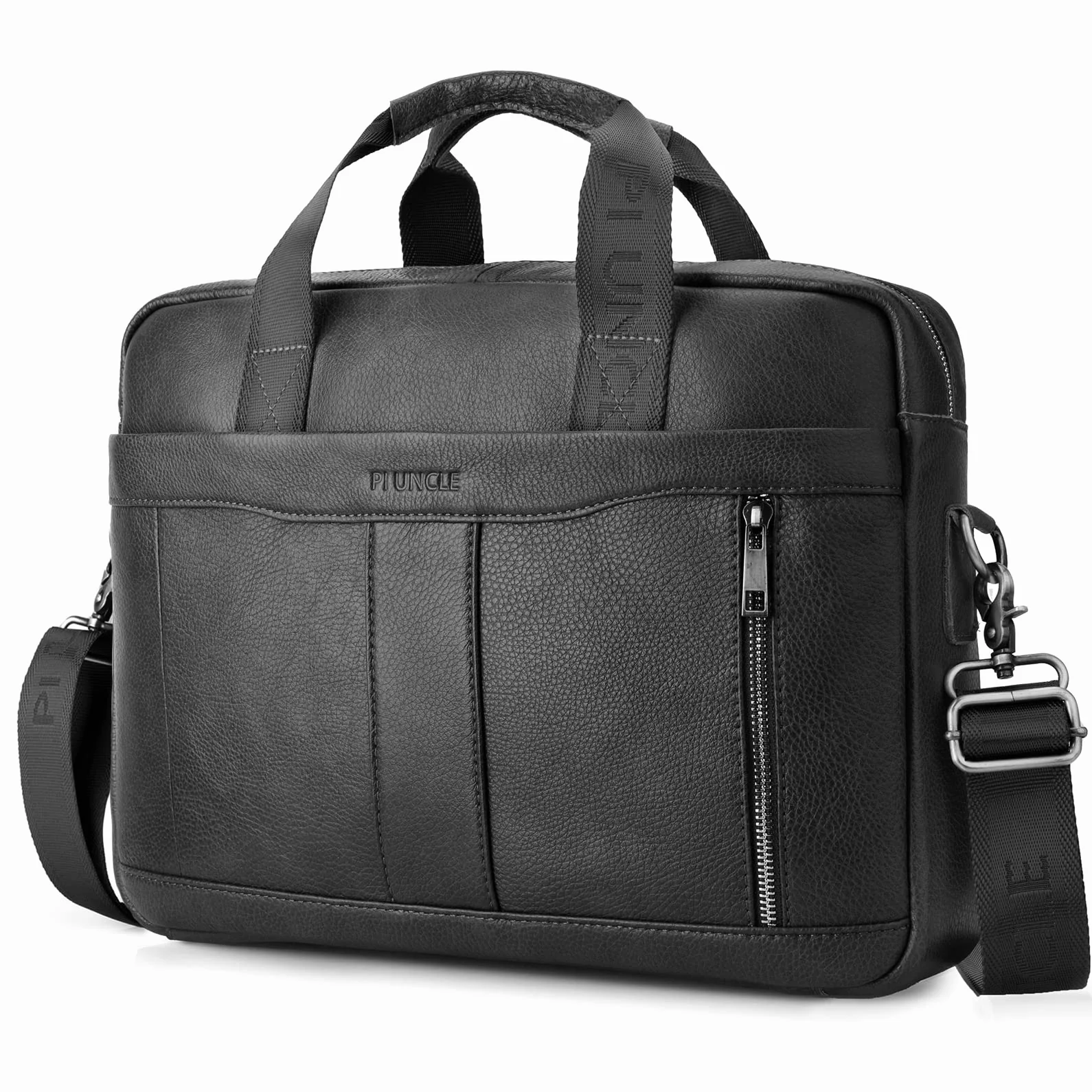 BAGZY Torba na laptopa 15,6 cala, prawdziwa skóra, męska torba biznesowa na ramię