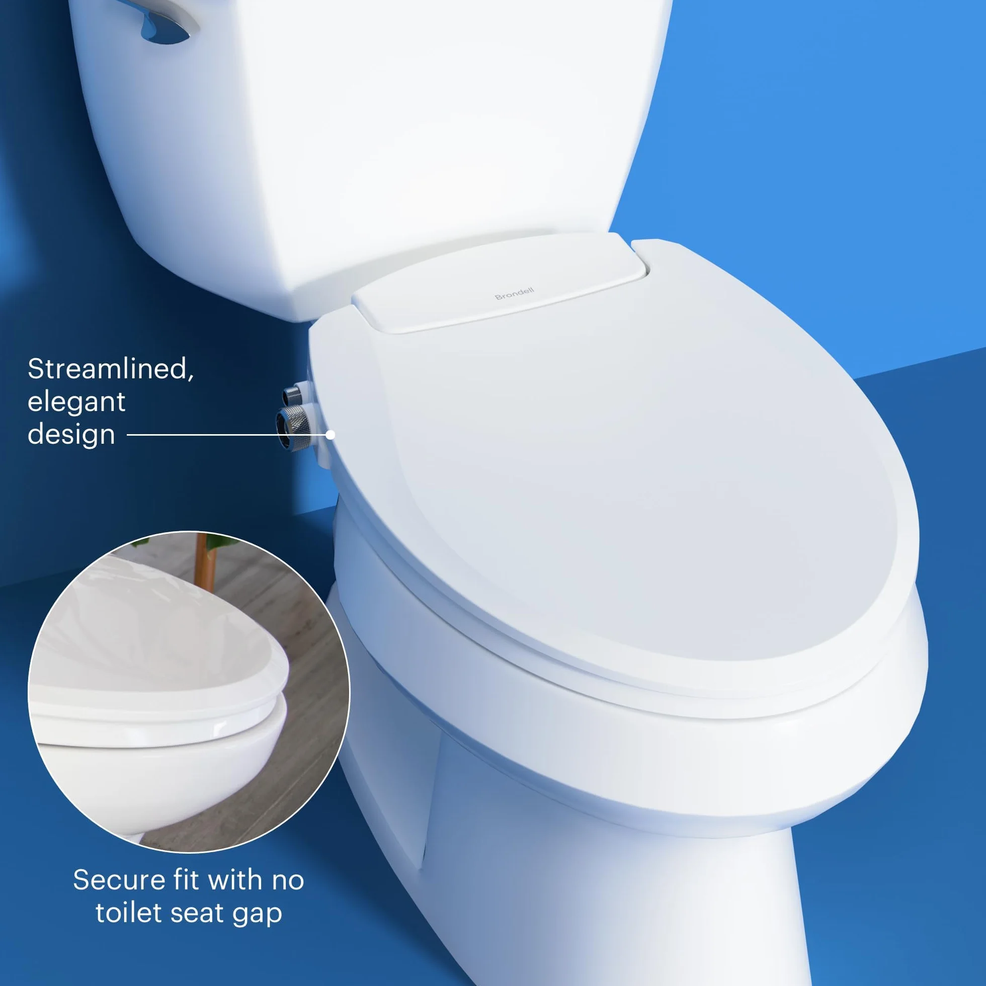 Brondell Bidetowa deska sedesowa, nieelektryczna, pasuje do okrągłych toalet, biała – system podwójnej dyszy, temperatura wody otoczenia, bidet z łatwą instalacją