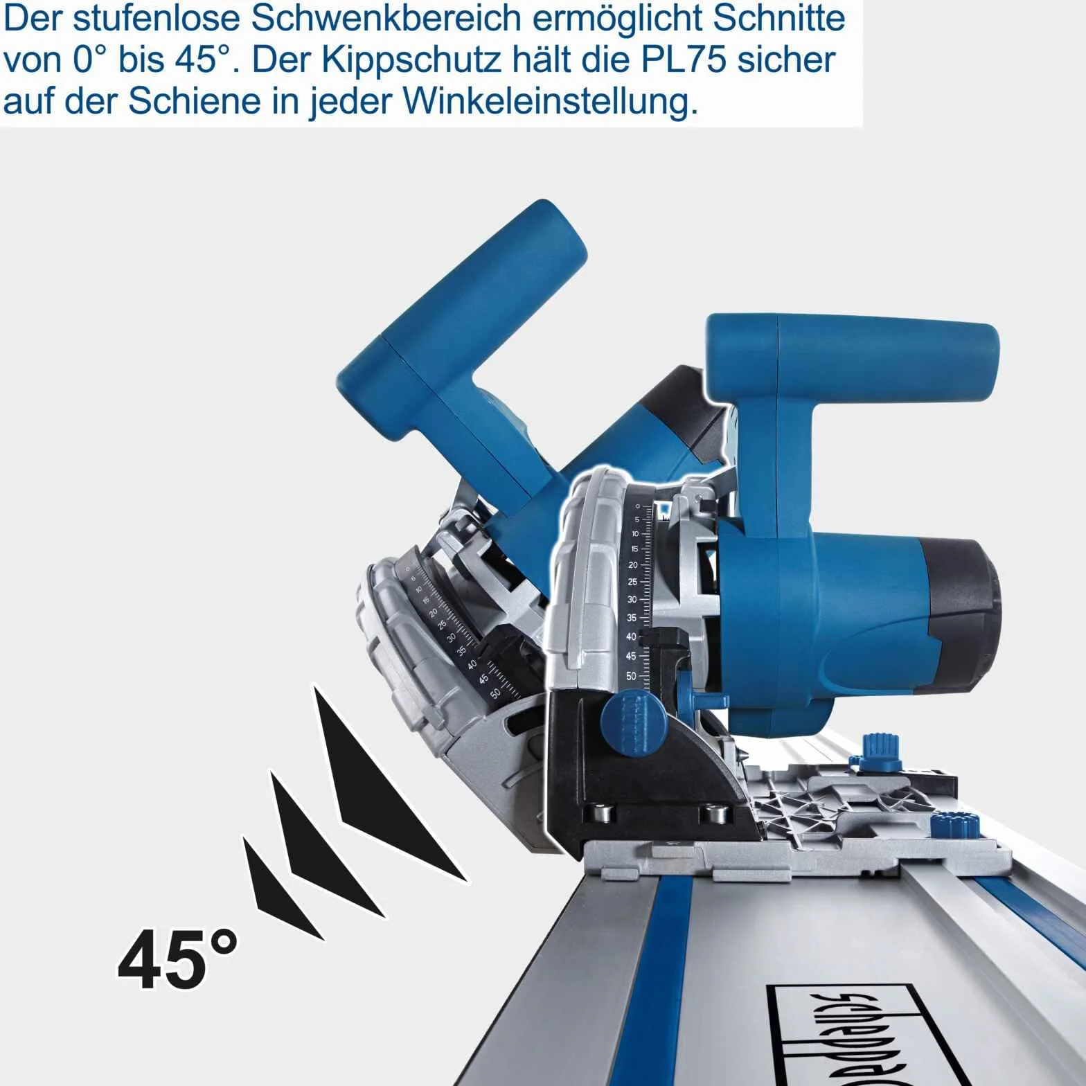 Scheppach Piła zanurzeniowa PL75 pilarka tarczowa 1600 W, głębokość cięcia 75 mm, brzeszczot Ø 210 mm, 36 zębów