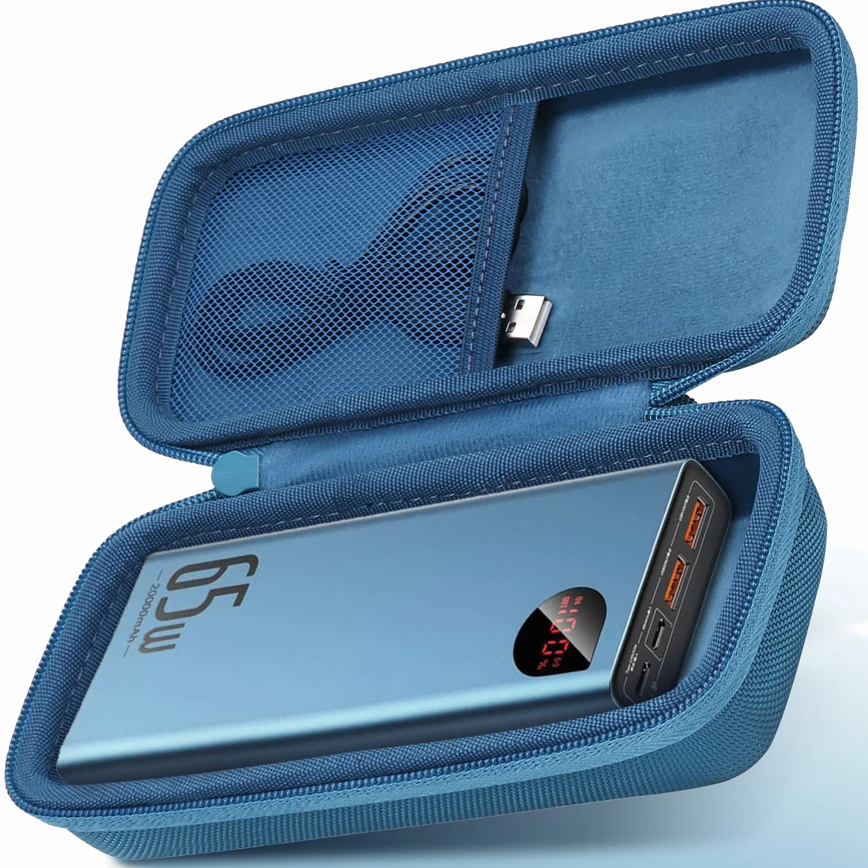 co2CREA Twarde etui zamiennik do Power Bank 65 W 20000 mAh przenośna ładowarka do laptopa szybkie ładowanie akumulatora, niebieskie etui