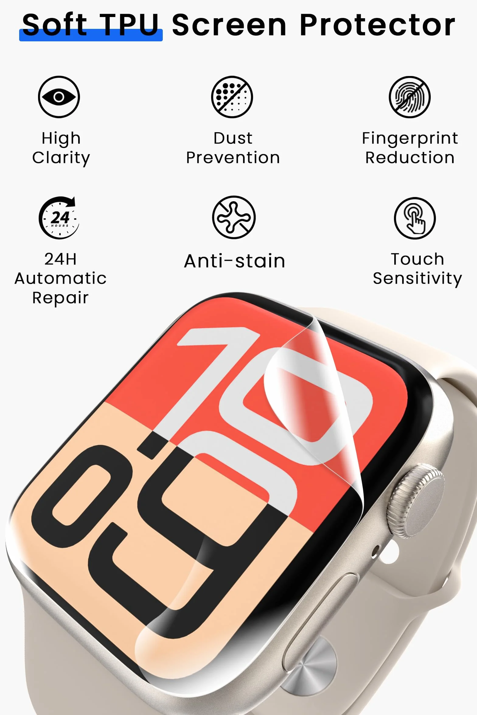 Apple Watch Series 6/SE/5/4 Screen Protector 40mm TPU Ultra-Thin HD Self-Healing Film