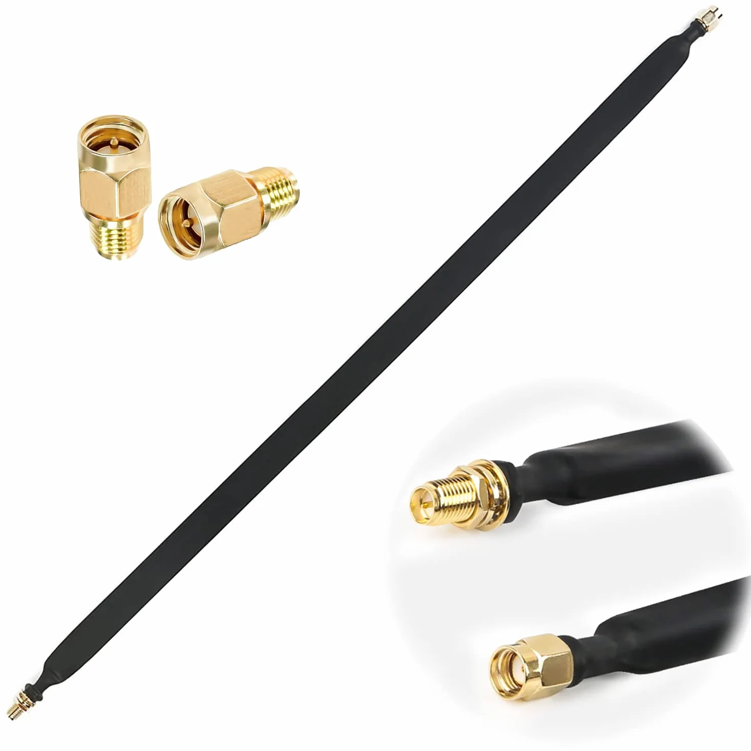 LoRa RP-SMA Płaski Kabel Męski na Żeński do Portów i Okien, Koncentryczny Adapter do Anteny WLAN, Anteny Górniczej Helium