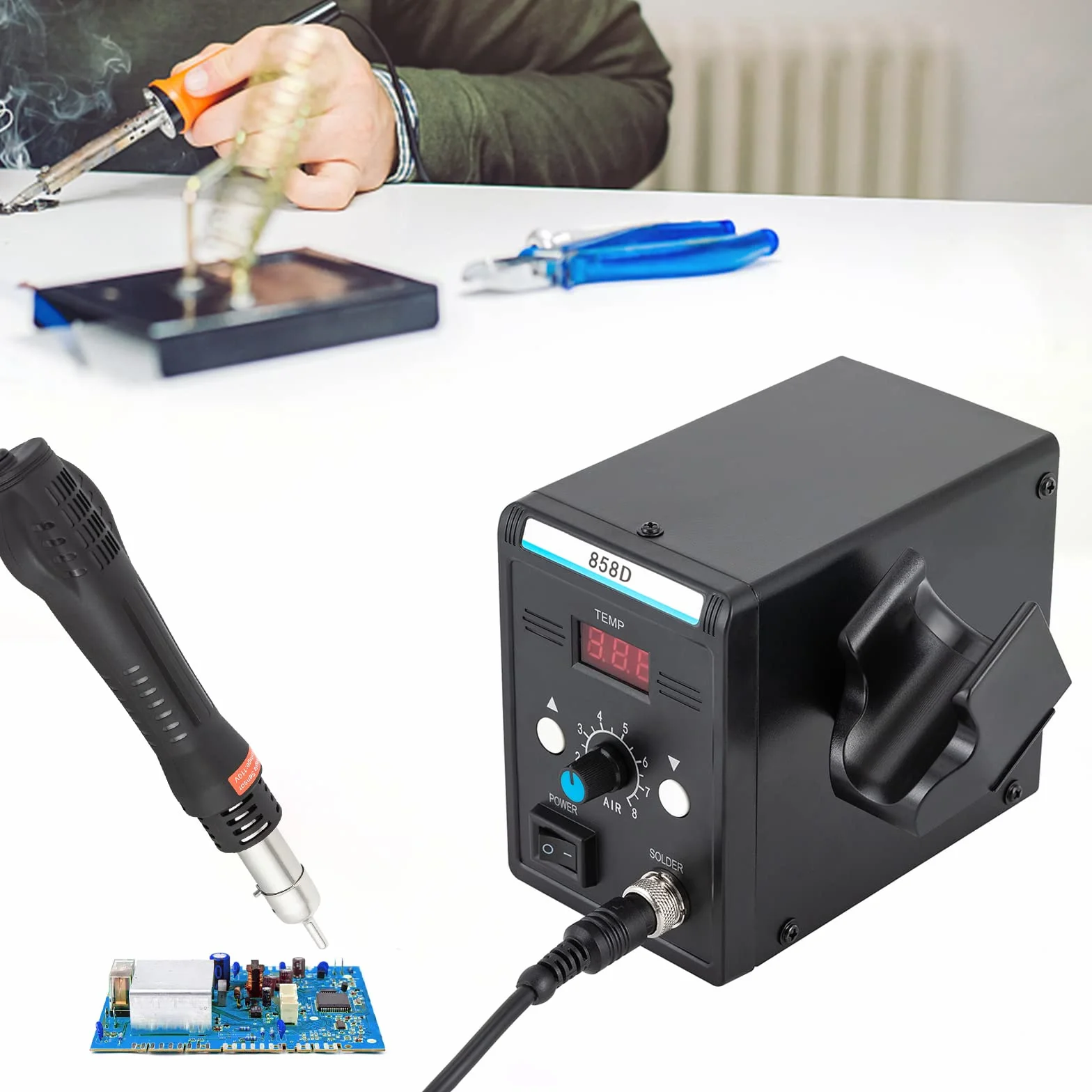 Stacja lutownicza na gorące powietrze o mocy 700 W, cyfrowa opalarka SMD do PCB, Ciężki
