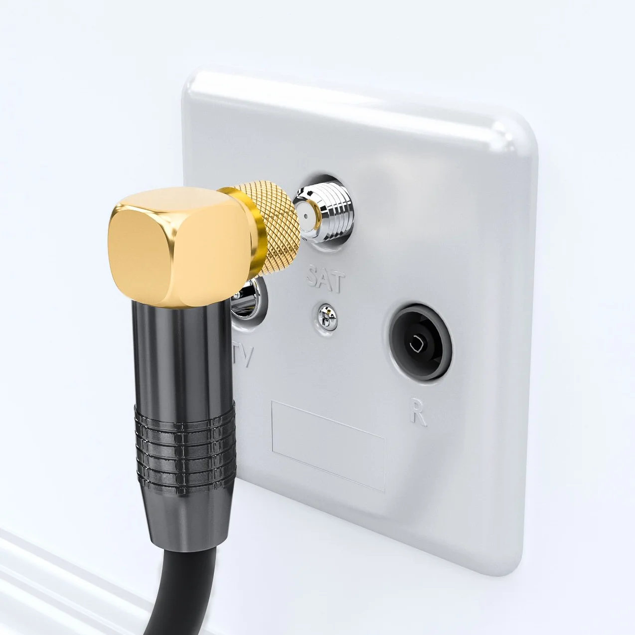 deleyCON 1,5m SAT Kabel Antenowy 4K Ultra-HD Full HD HDTV Koncentryczny 2x Kątowy Wtyk F 90° Metalowe Czarny