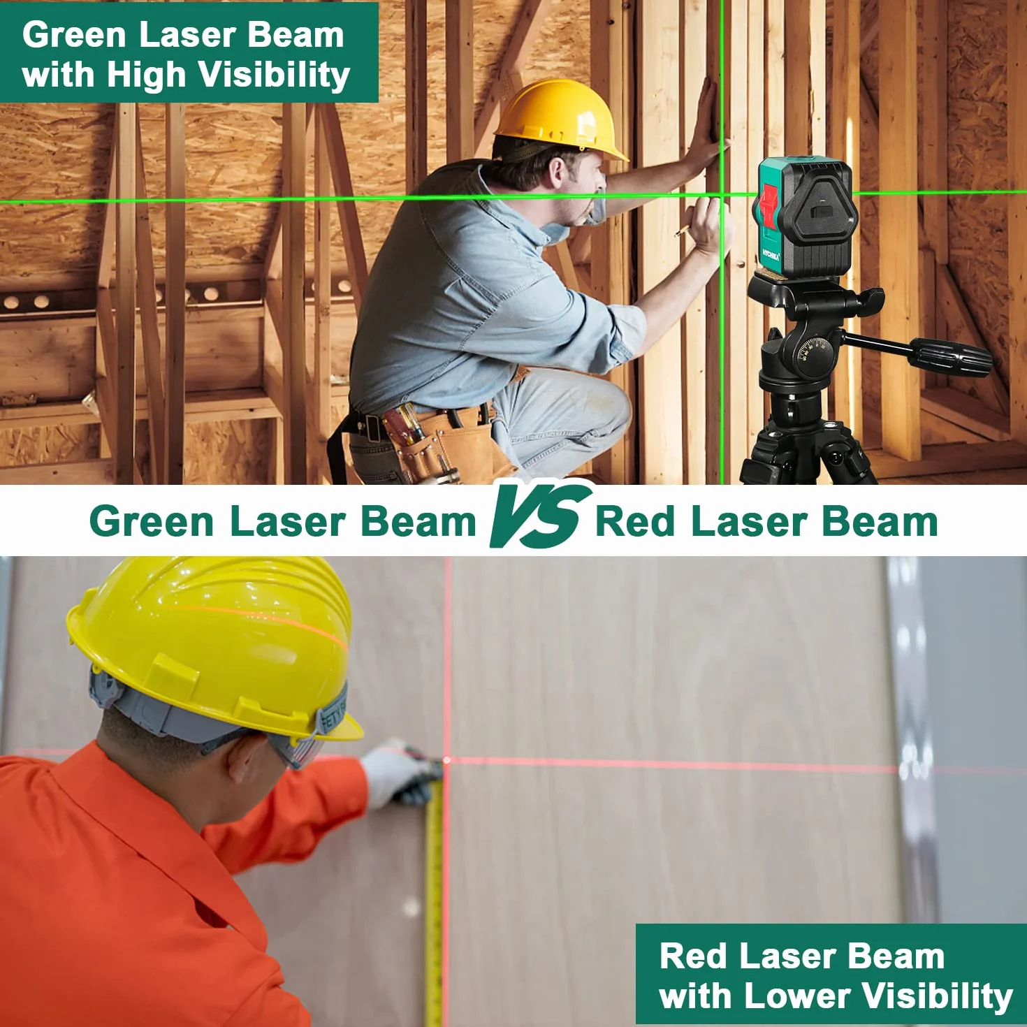 HYCHIKA 45 M Poziomica laserowa, samopoziomująca, przełączane poziomo, pionowo, krzyżowe, poziom laserowy IP54 do użytku zewnętrznego z uchwytem magnetycznym 360°, torba do przenoszenia