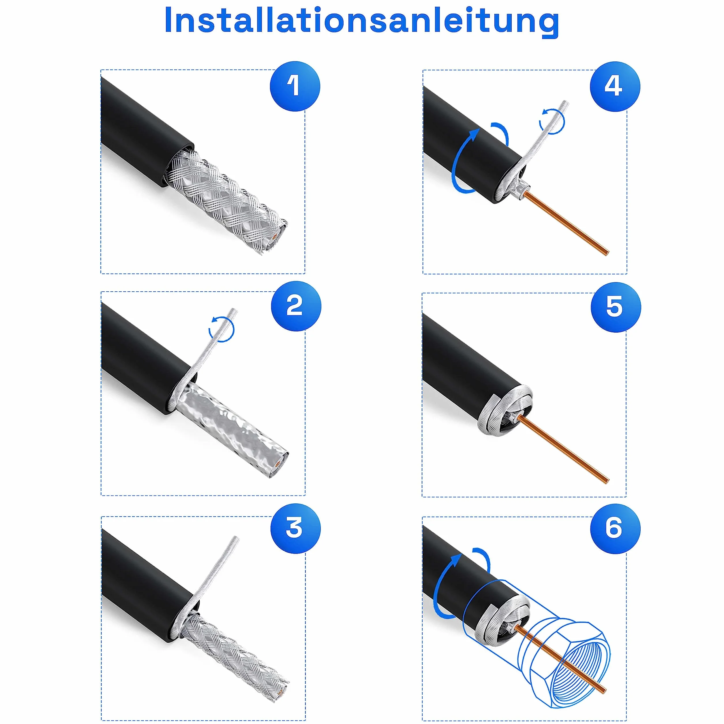 Kabel koncentryczny SAT HQ135 PRO 20 m ekranowany DVB-S/S2 DVB-C/C2