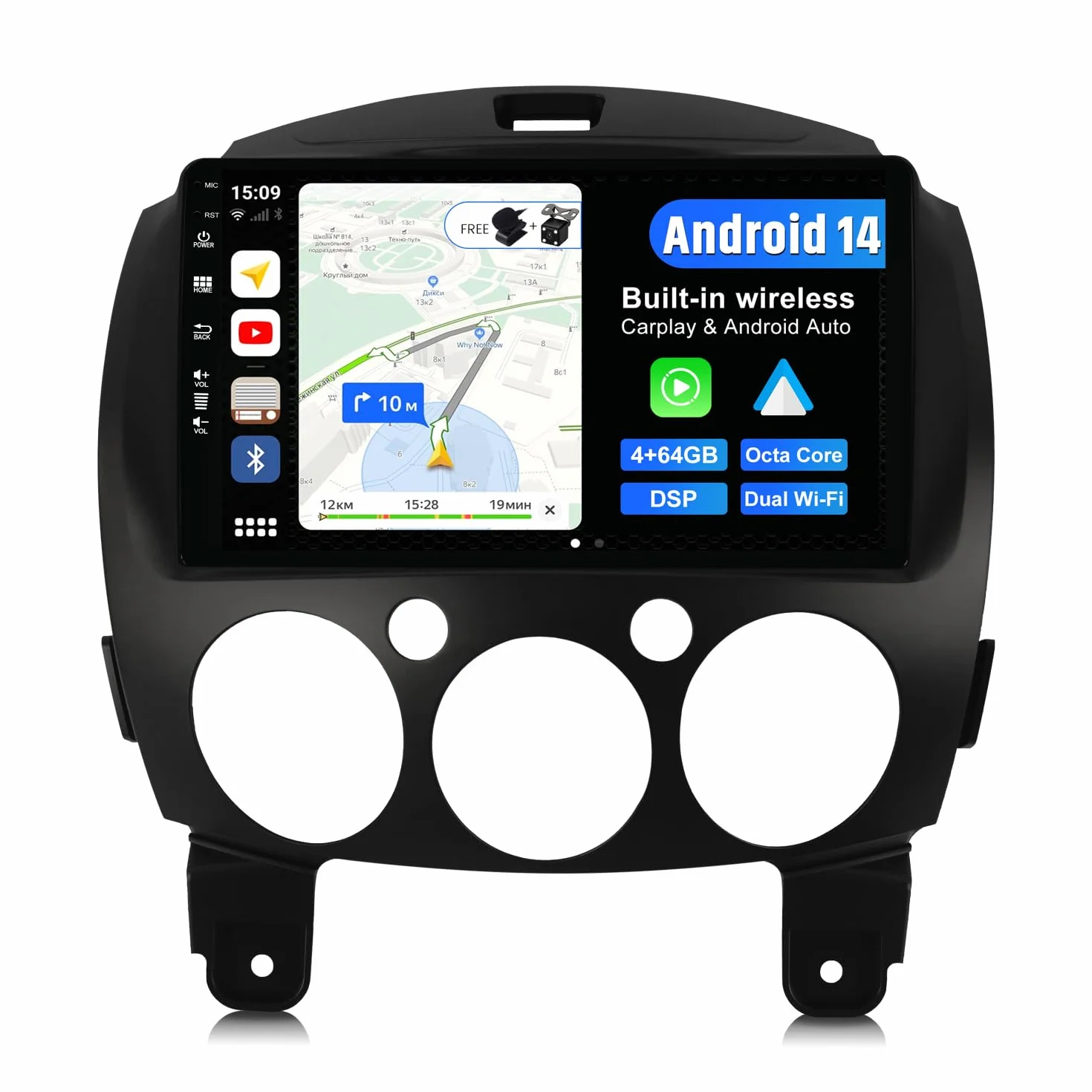 JOYX Android 13 radio samochodowe 2 DIN 10,1 cala do Mazda 2 2007-2012 4G 64G DSP Carplay Android Auto SWC WiFi BT DAB
