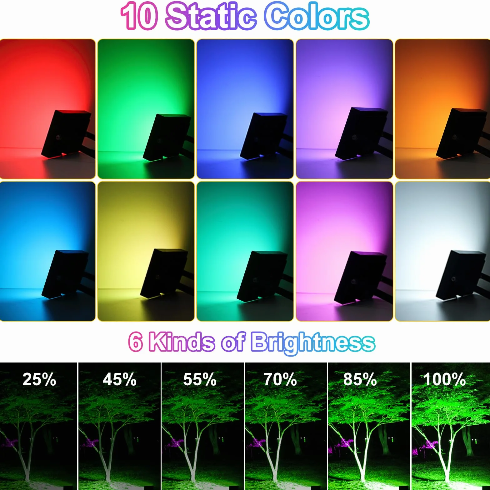 CLV Solarny reflektor RGB, lampa solarna RGB z pilotem zdalnego sterowania, IP66, reflektor LED, 10 kolorów, 30 trybów dynamicznych funkcja ściemniania, pamięci, timer, do ogrodu, na imprezę, drzewo
