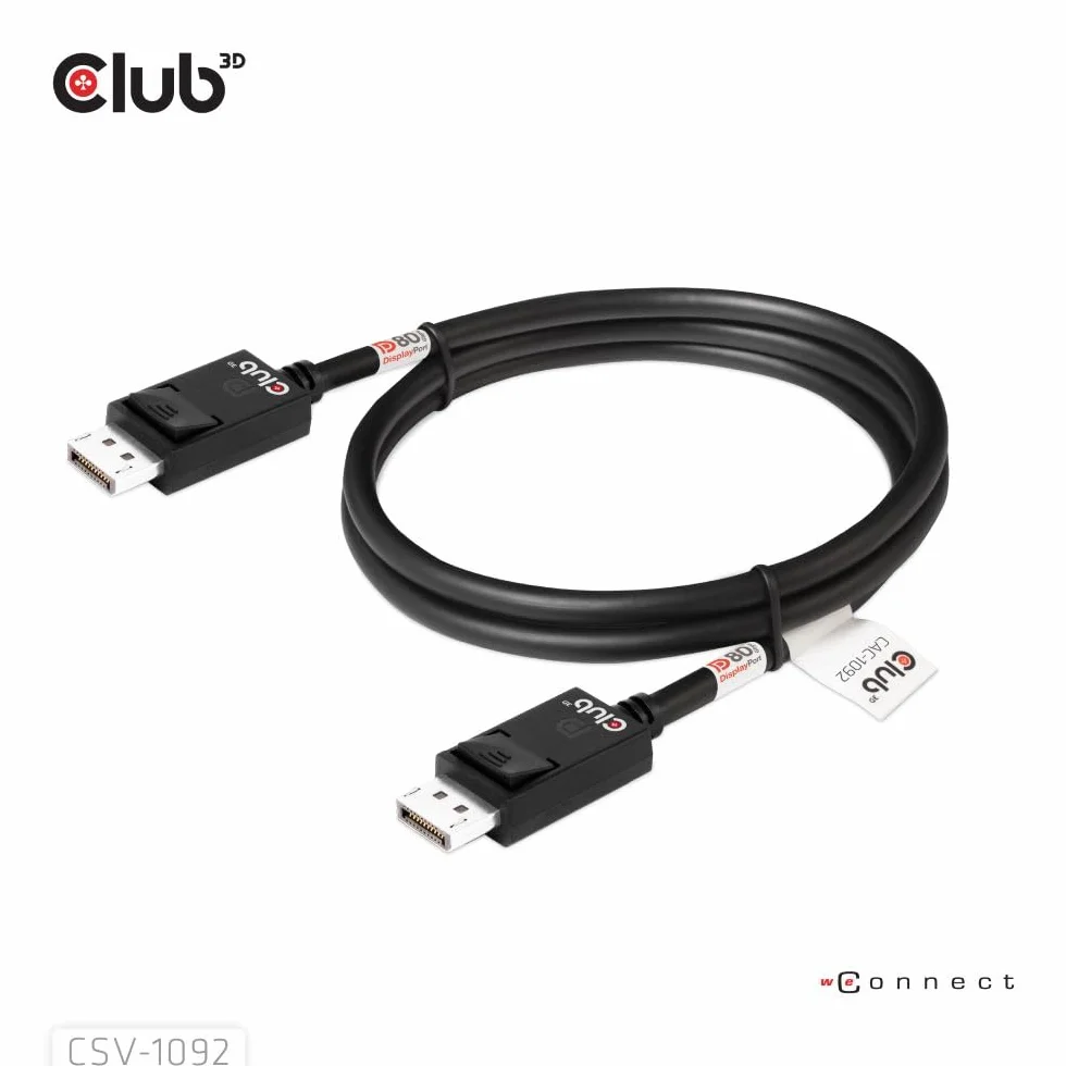 Club3D CAC-1092 DisplayPort 2.1 kabel dwukierunkowy VESA DP80 certyfikowany 4K240Hz 8K60Hz 10K60Hz M/M 1,6 m