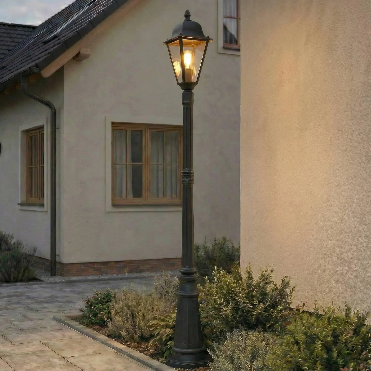 Lindby latarnia ogrodowa 'EDANA', styl antyczny, kolor czarny, aluminium, żarówka E27